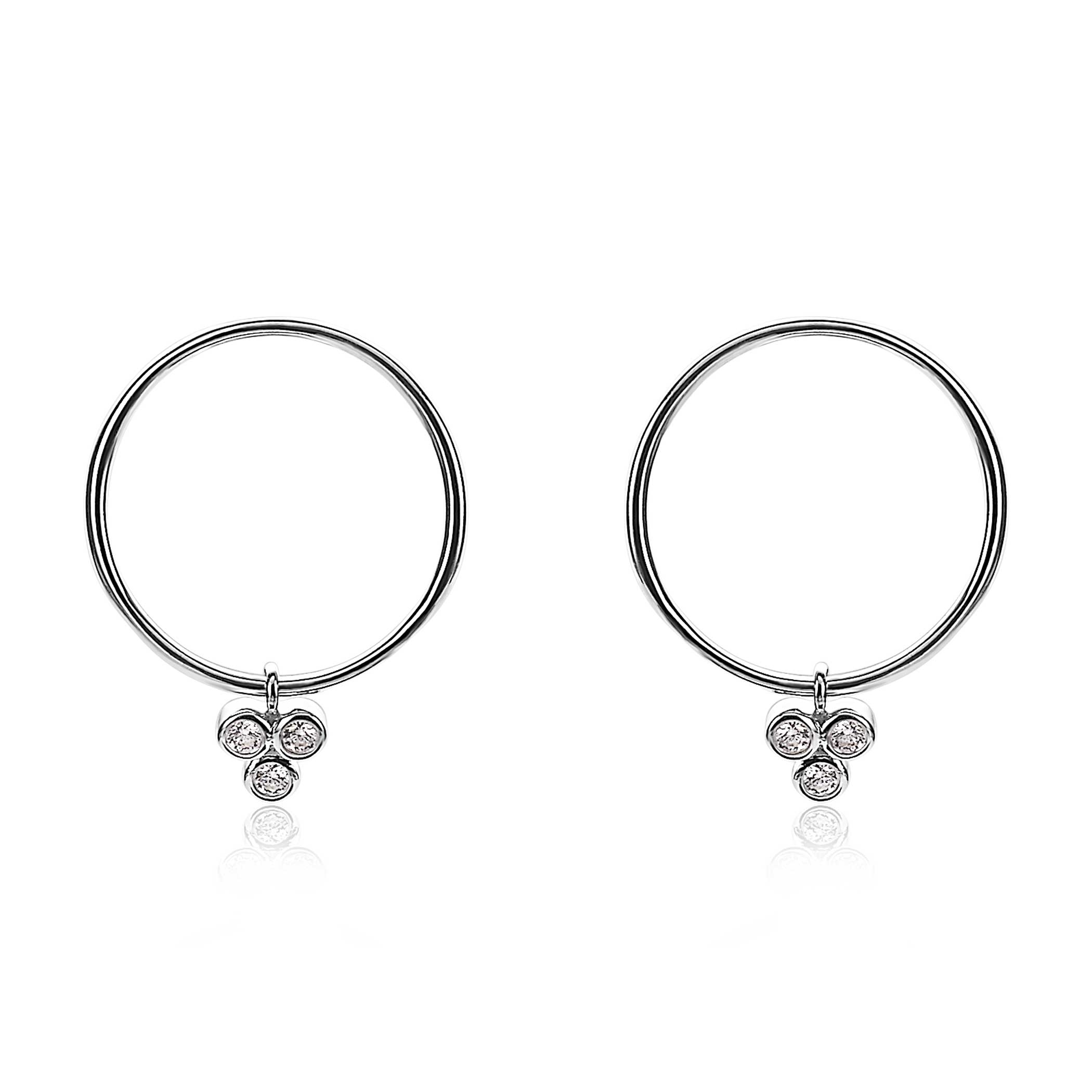 ZINZI silberne Ohrringe 20mm rund  weiß ZIO1829CR
