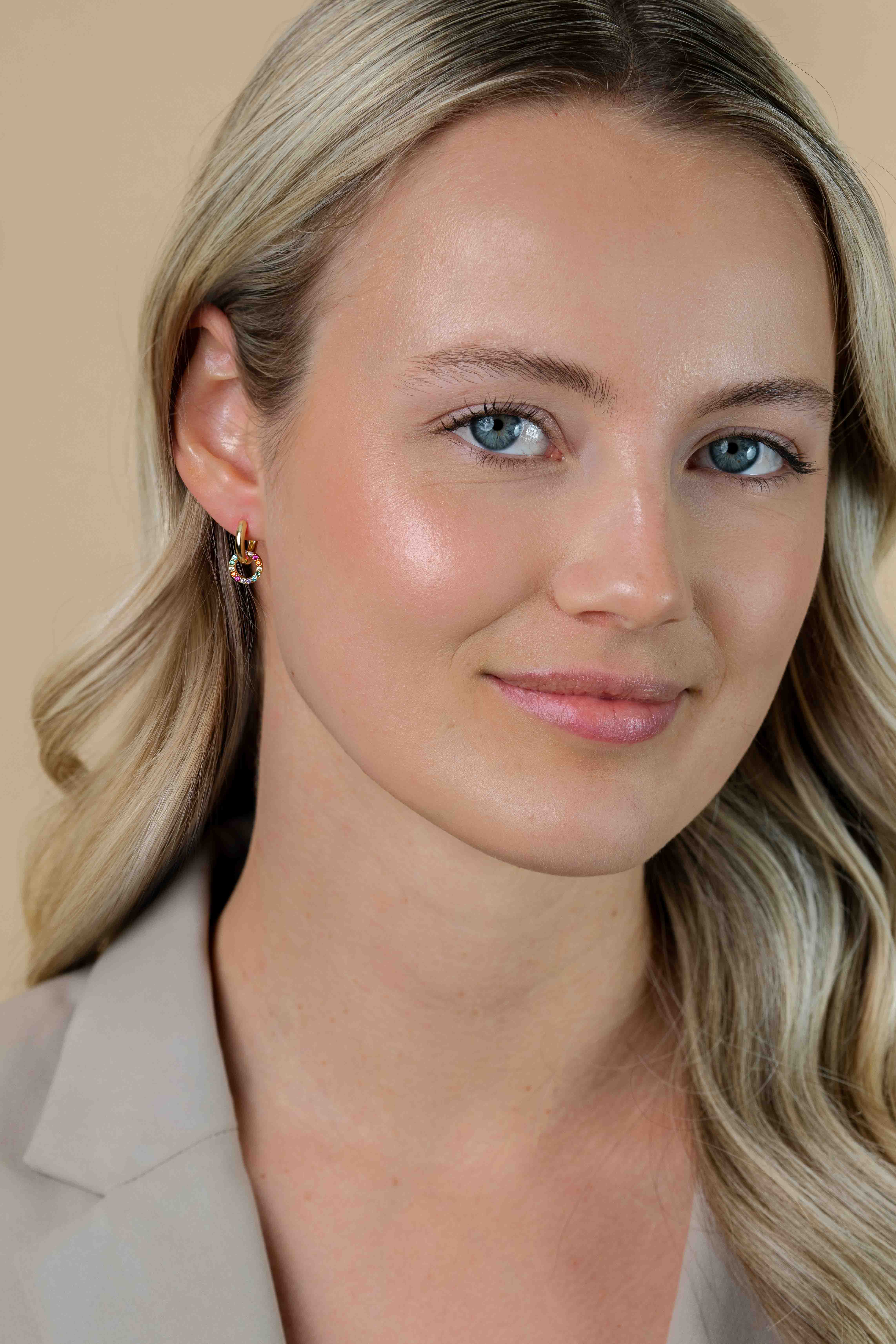 ZINZI zlv. creoolhangers gg.verg. zirc. regenboog