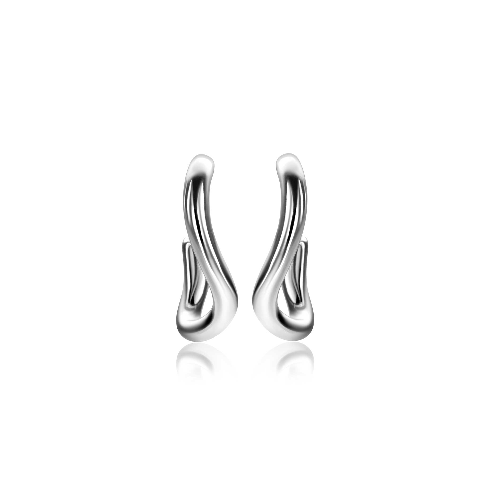 16mm ZINZI Silberne Glatte Ohrstecker, organisch geformt ZIO2656
