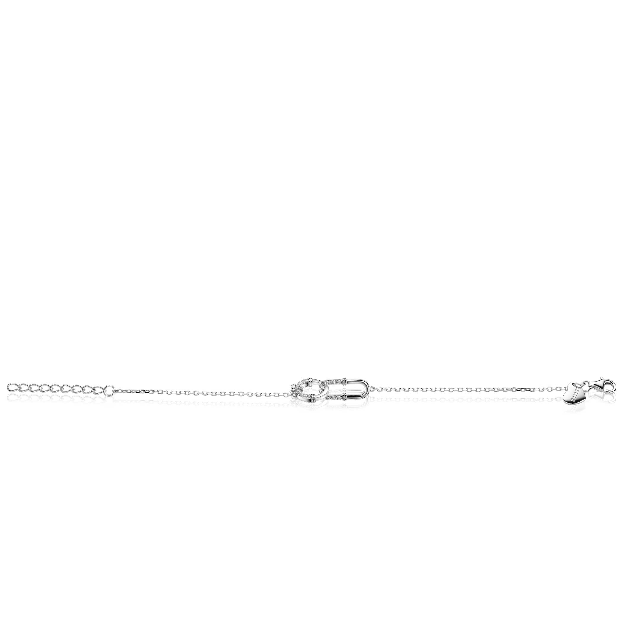 ZINZI zlv. armband verbonden rond zirc.en ovaal