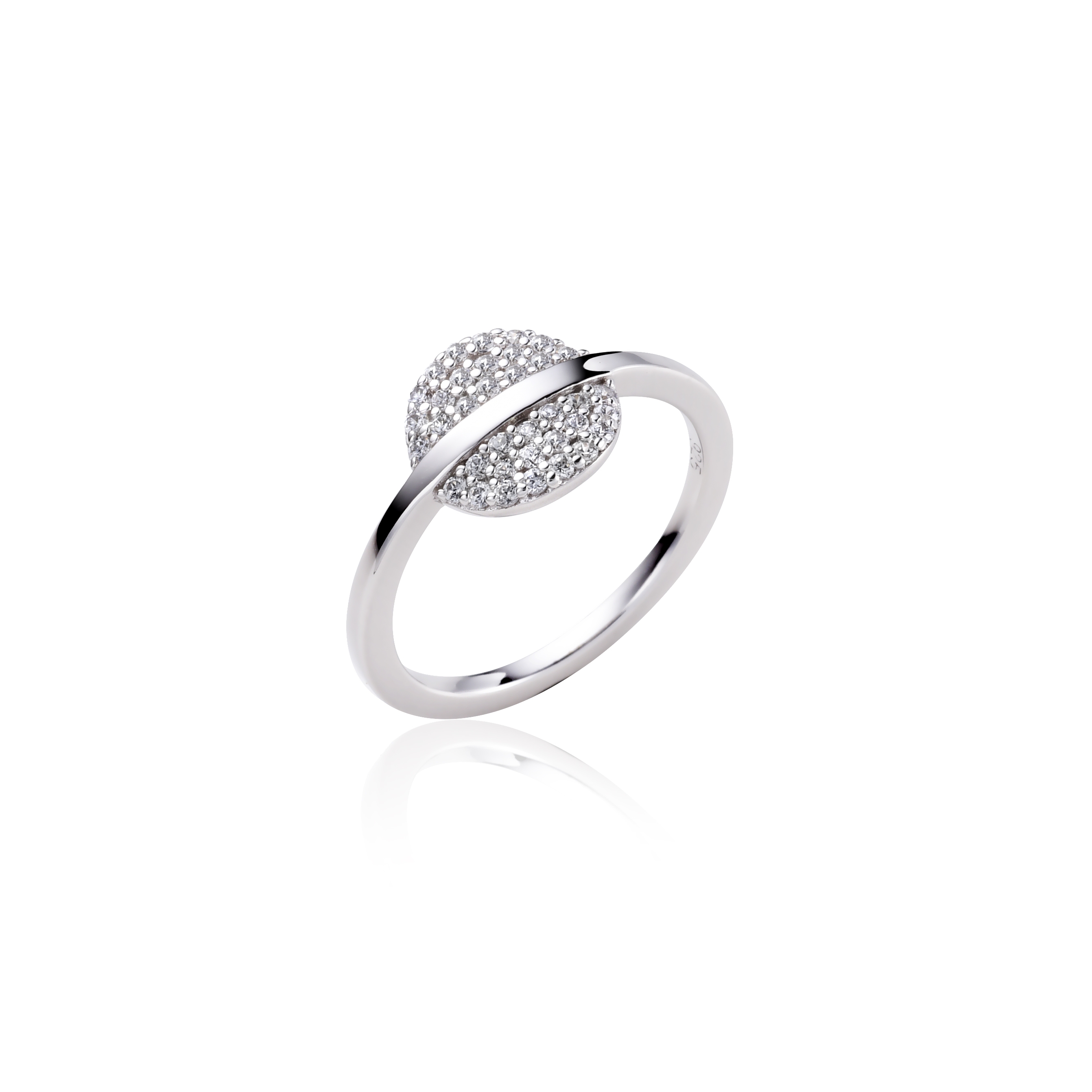 ZINZI silberner Ring rund weiß ZIR1444