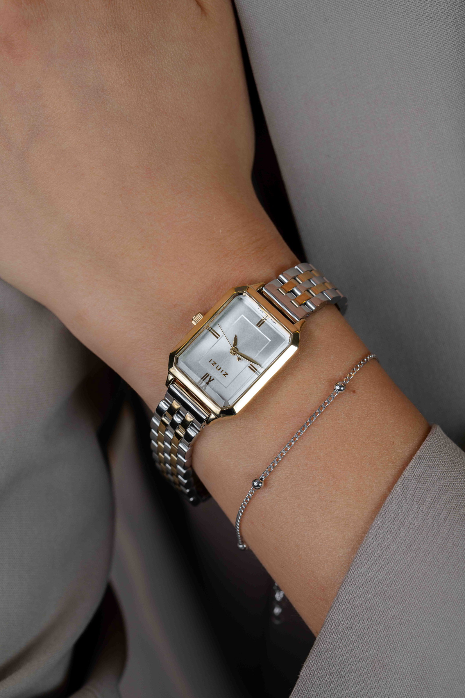 Zinzi Allure horloge 30mm gold/w.plt zilver/bic.band