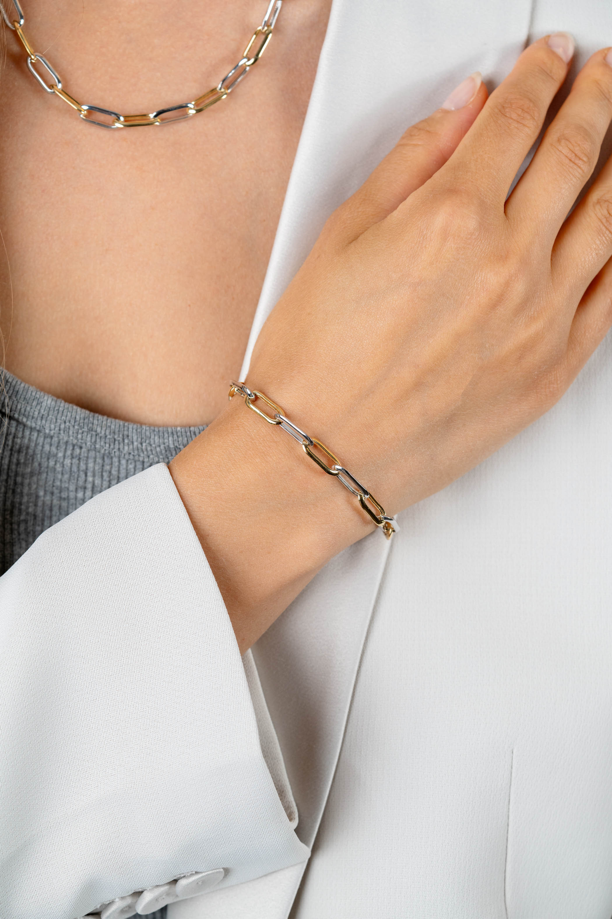 ZINZI Bicolor Silberarmband mit ovalen Gliedern, 6 mm breit, 20 cm ZIA2668