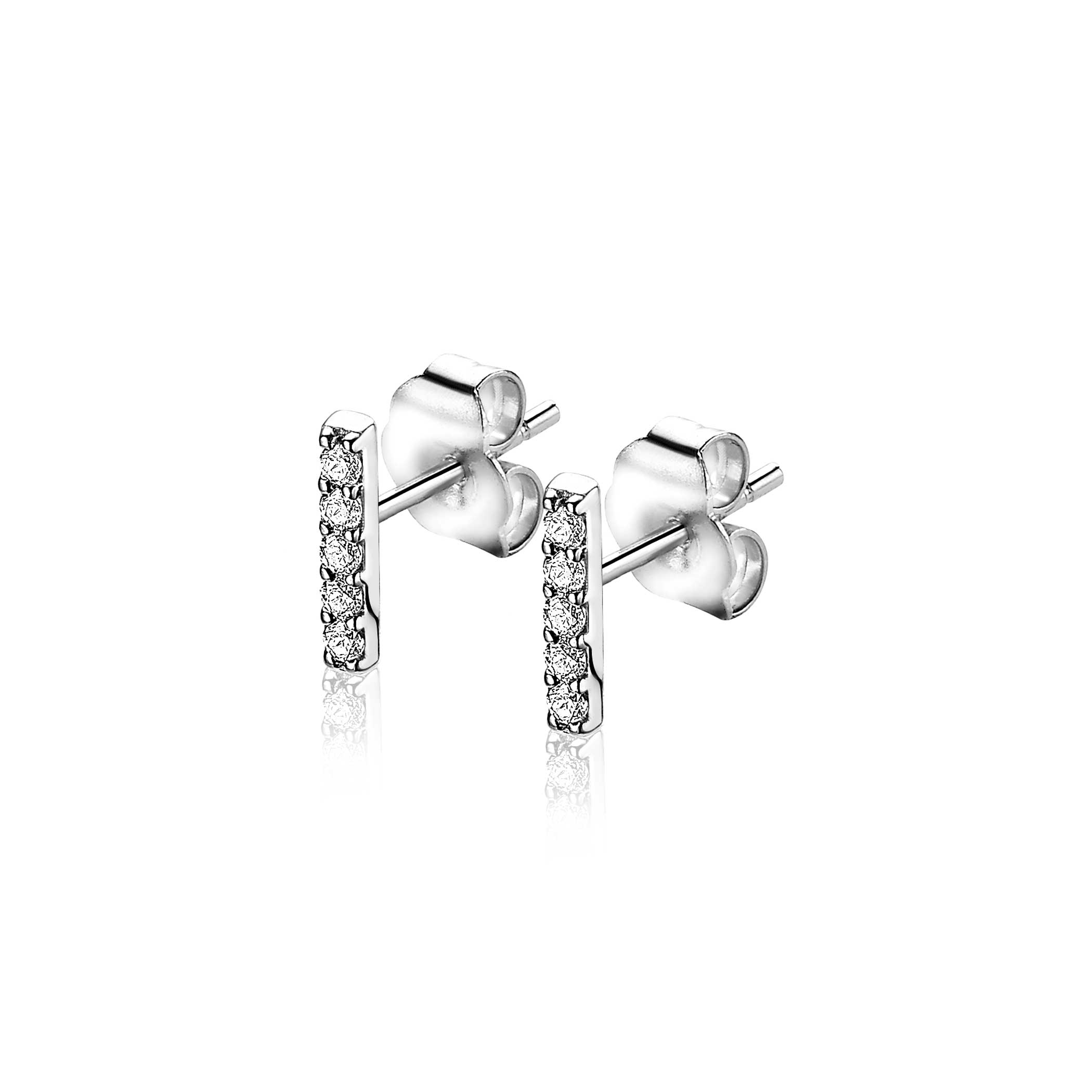 ZINZI silberne Ohrstecker Stab  weiß ZIO1689Z
