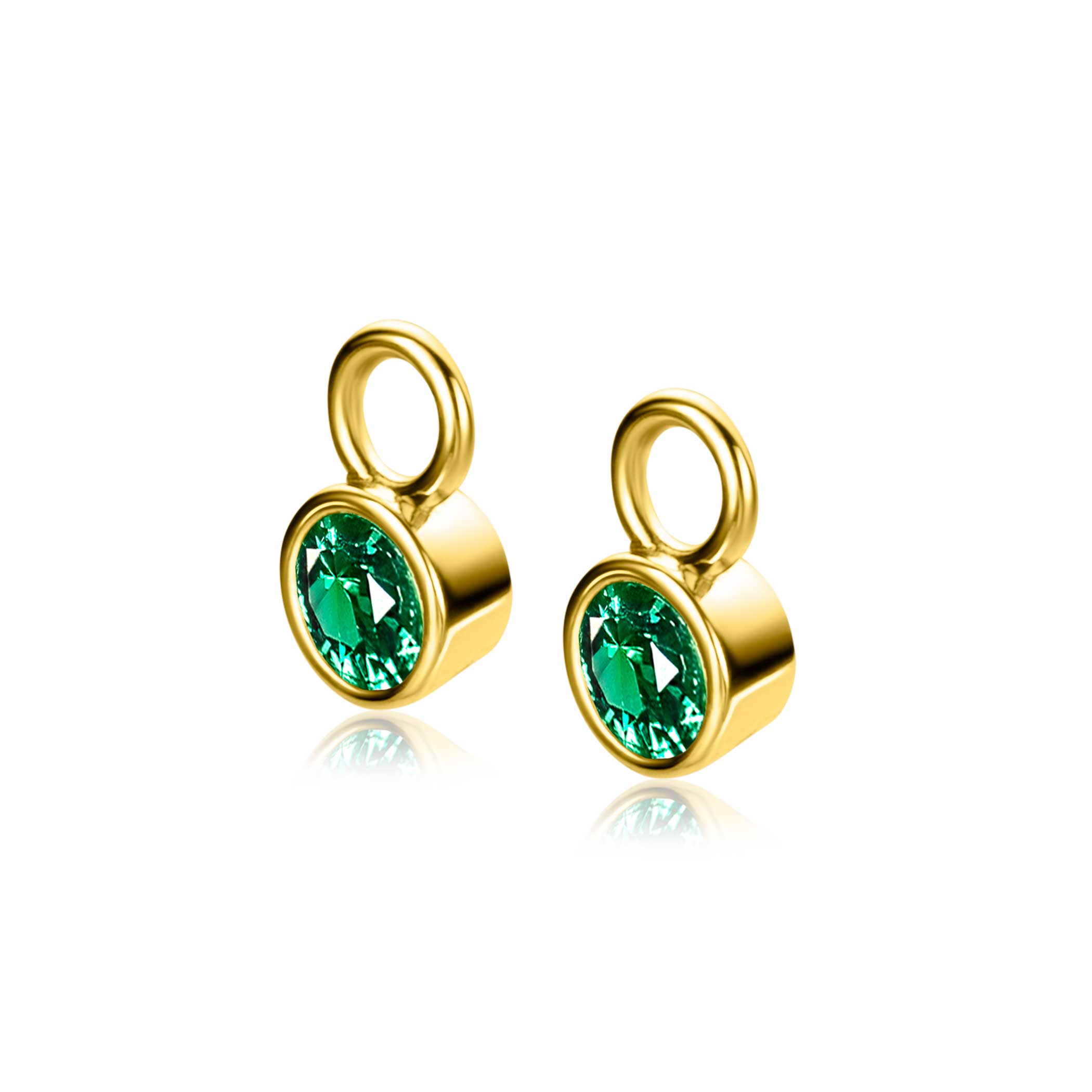 ZINZI zlv.oorbedels gg.verg. birthstones smaragd cz
