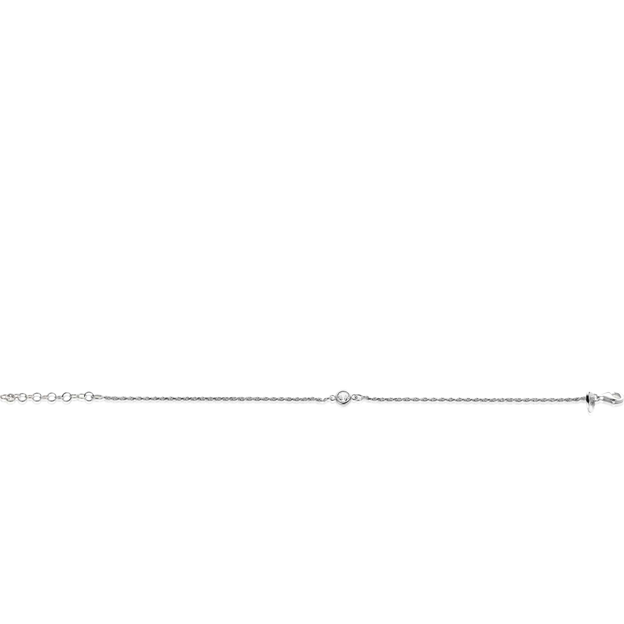 ZINZI zlv. armband koord met ronde zirconia