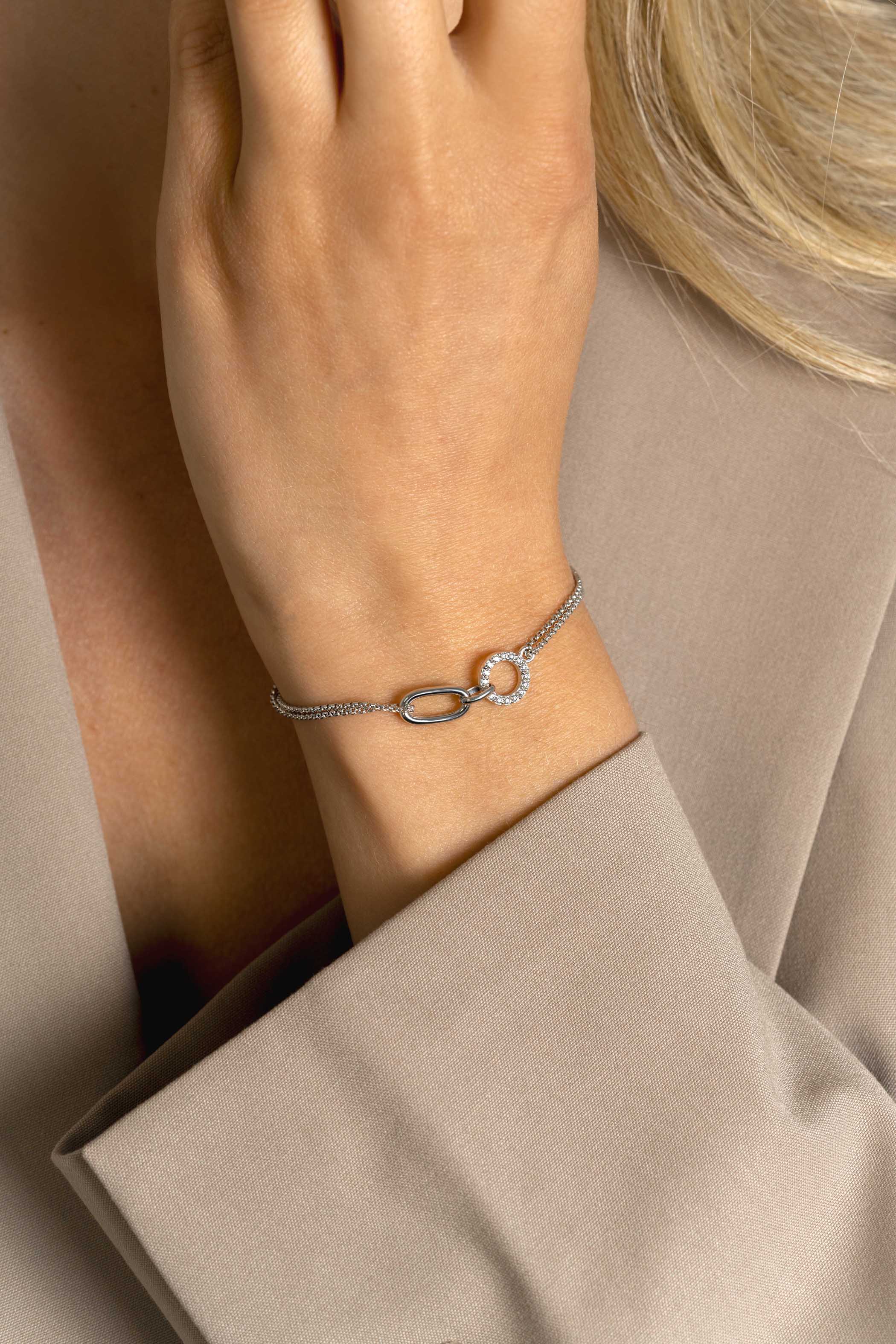 ZINZI zlv. armband met ovale en ronde schakel zirc.