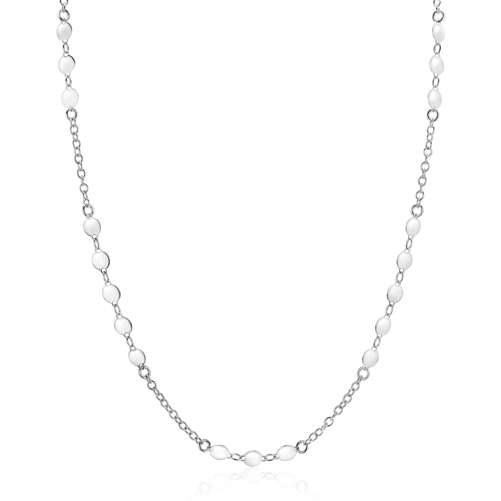 ZINZI zlv. collier met gladde ronde plaatjes