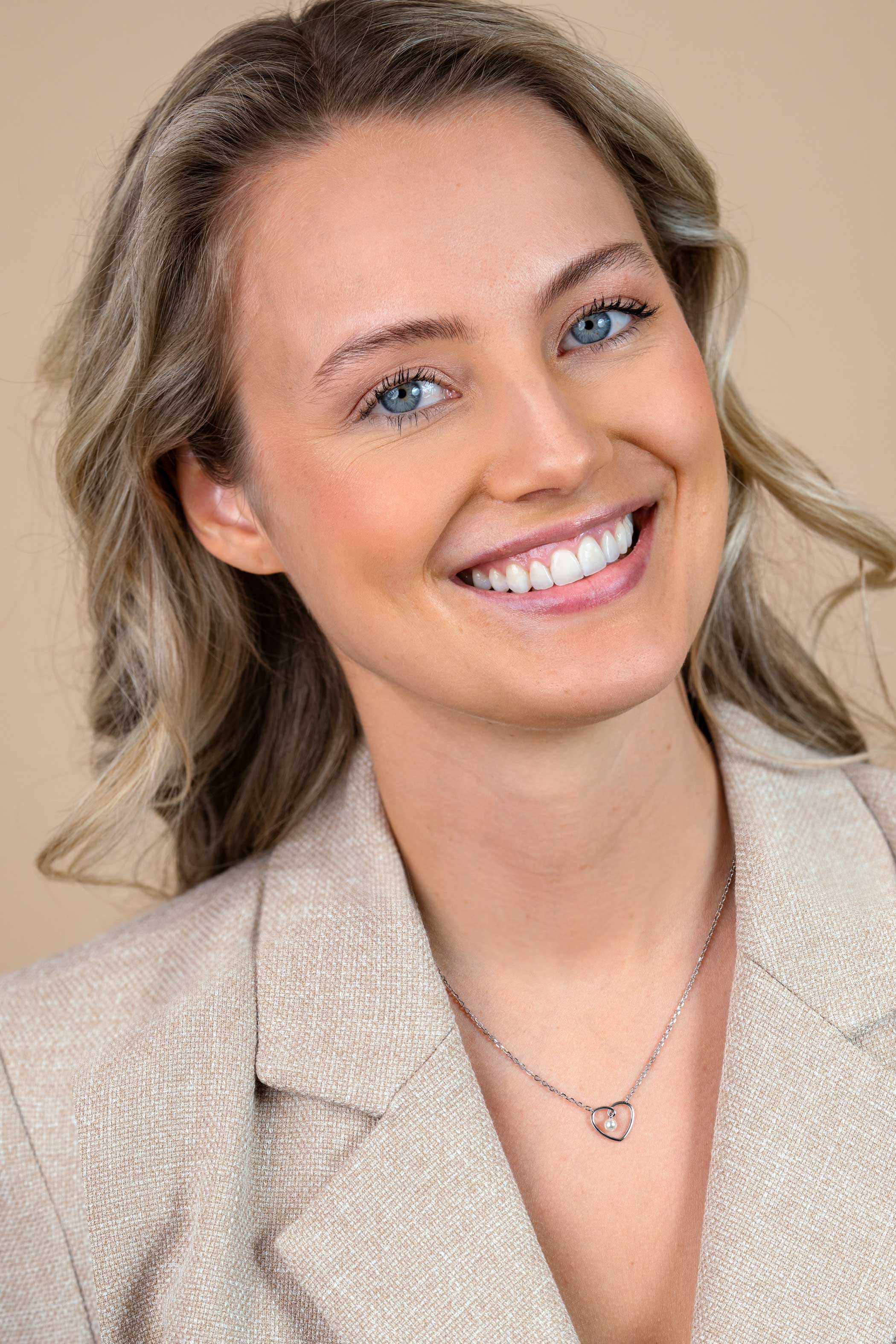 ZINZI zlv. collier met hart hanger en parel