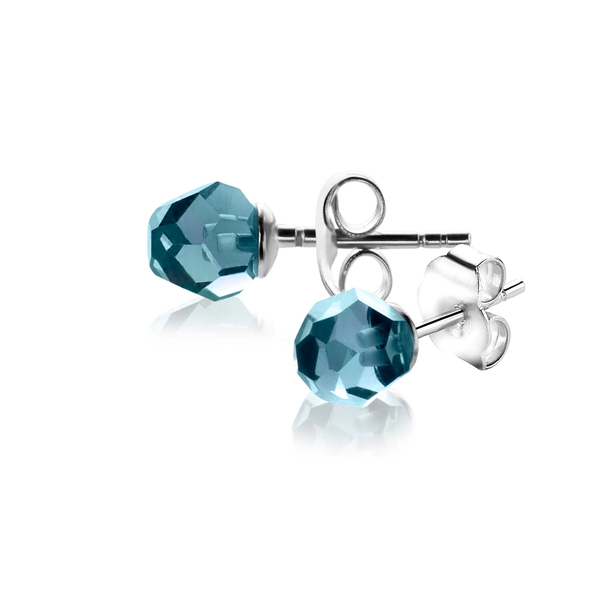 ZINZI zlv. oorknoppen blauwe bead