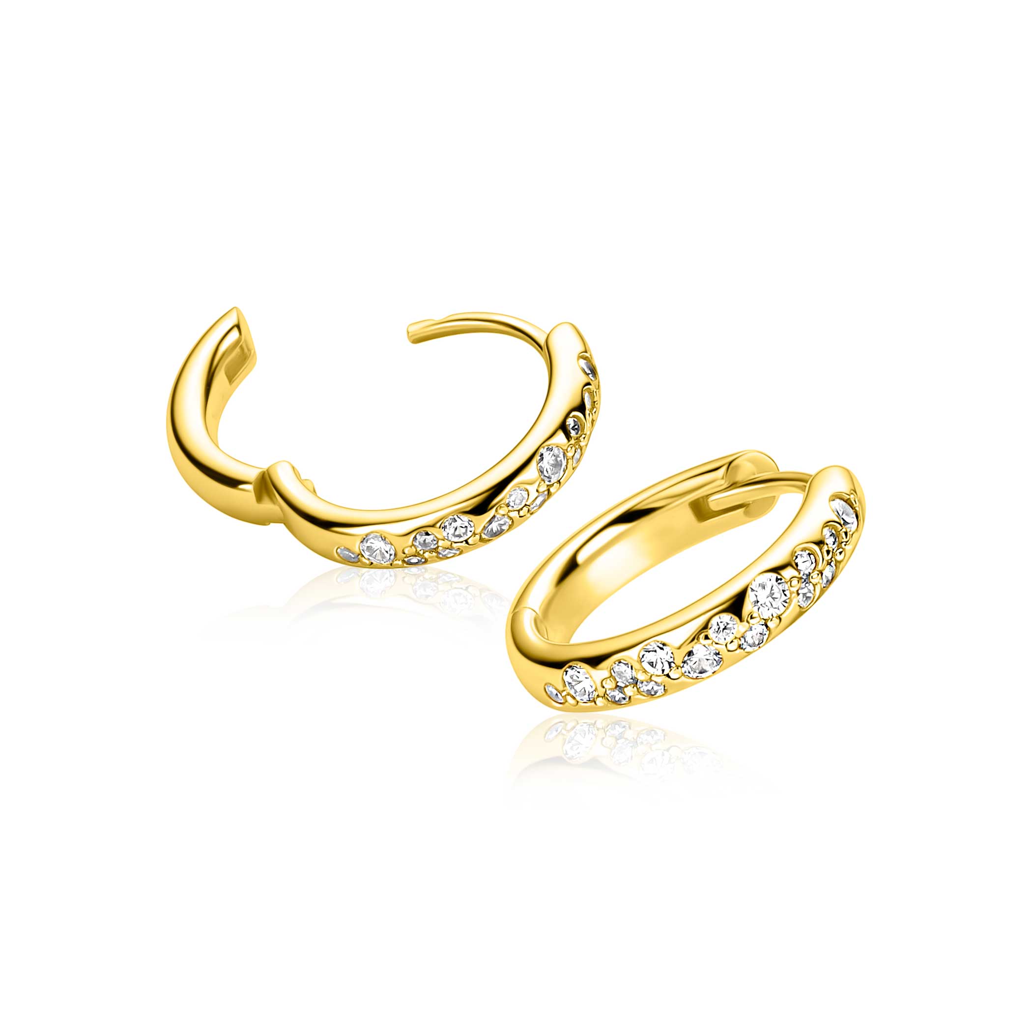 ZINZI zlv. oorringen gg.verg. met zirconia's pave