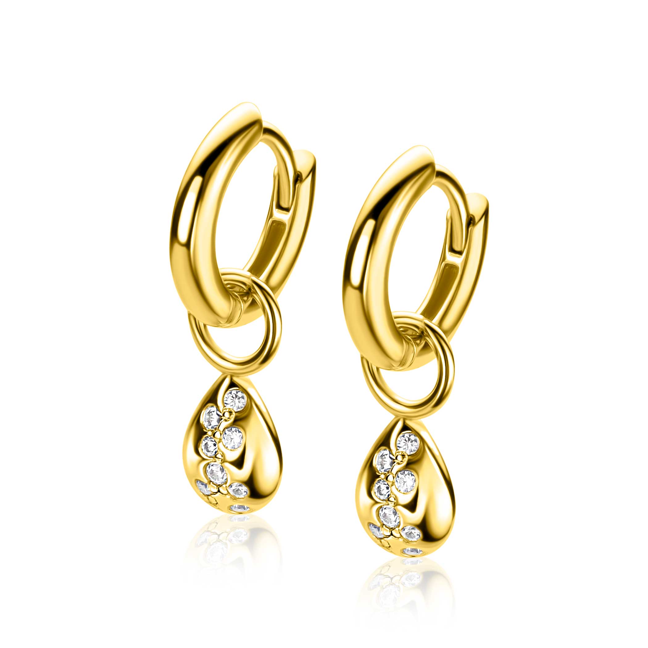 ZINZI zlv. oorbedels gg.verg.druppel met zirconia's