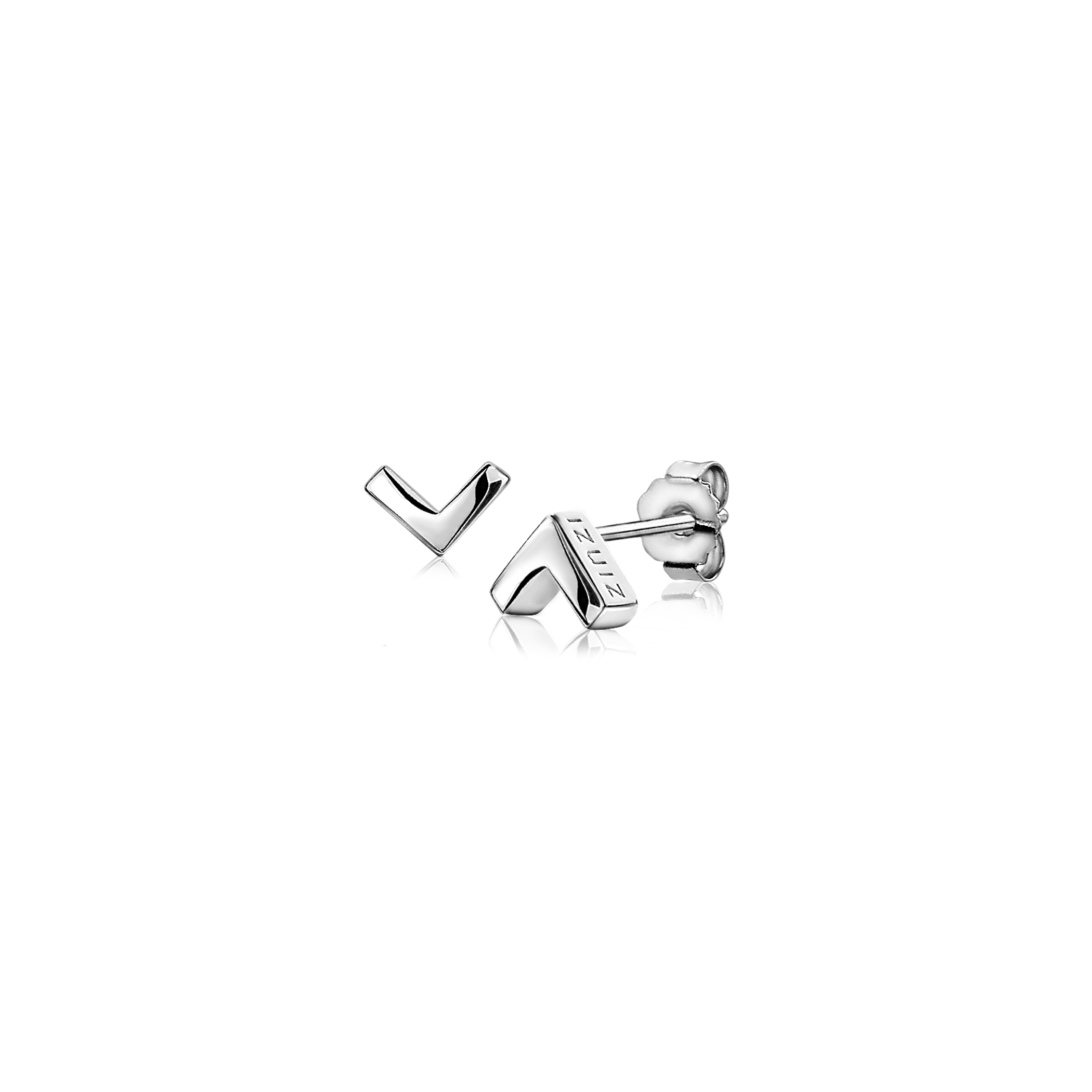 ZINZI silberne Ohrstecker glatt V-Form 7mm ZIO1380