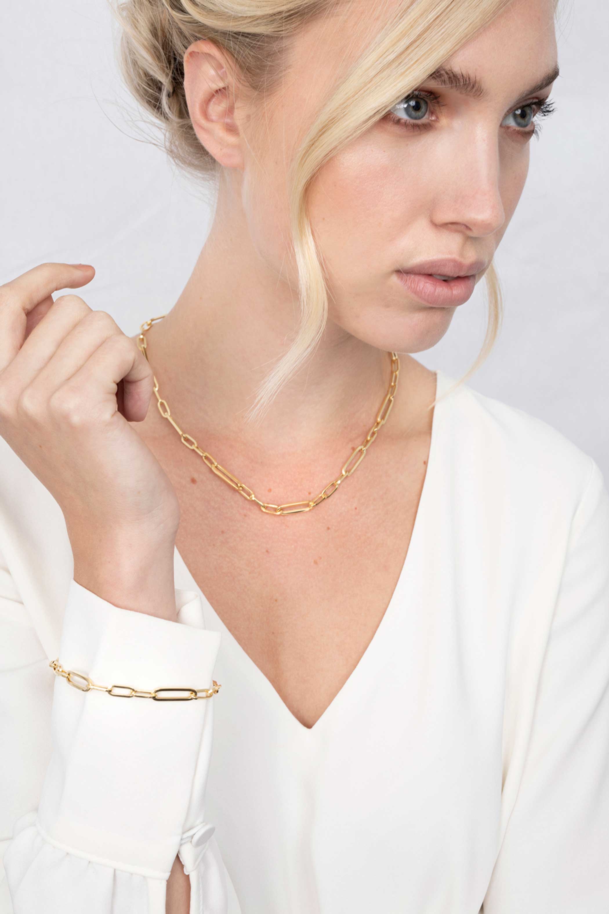 ZINZI silbernes Armband in 14K gelb vergoldet mit ovalen closed for ever Gliedern 6mm breit ZIA1990G