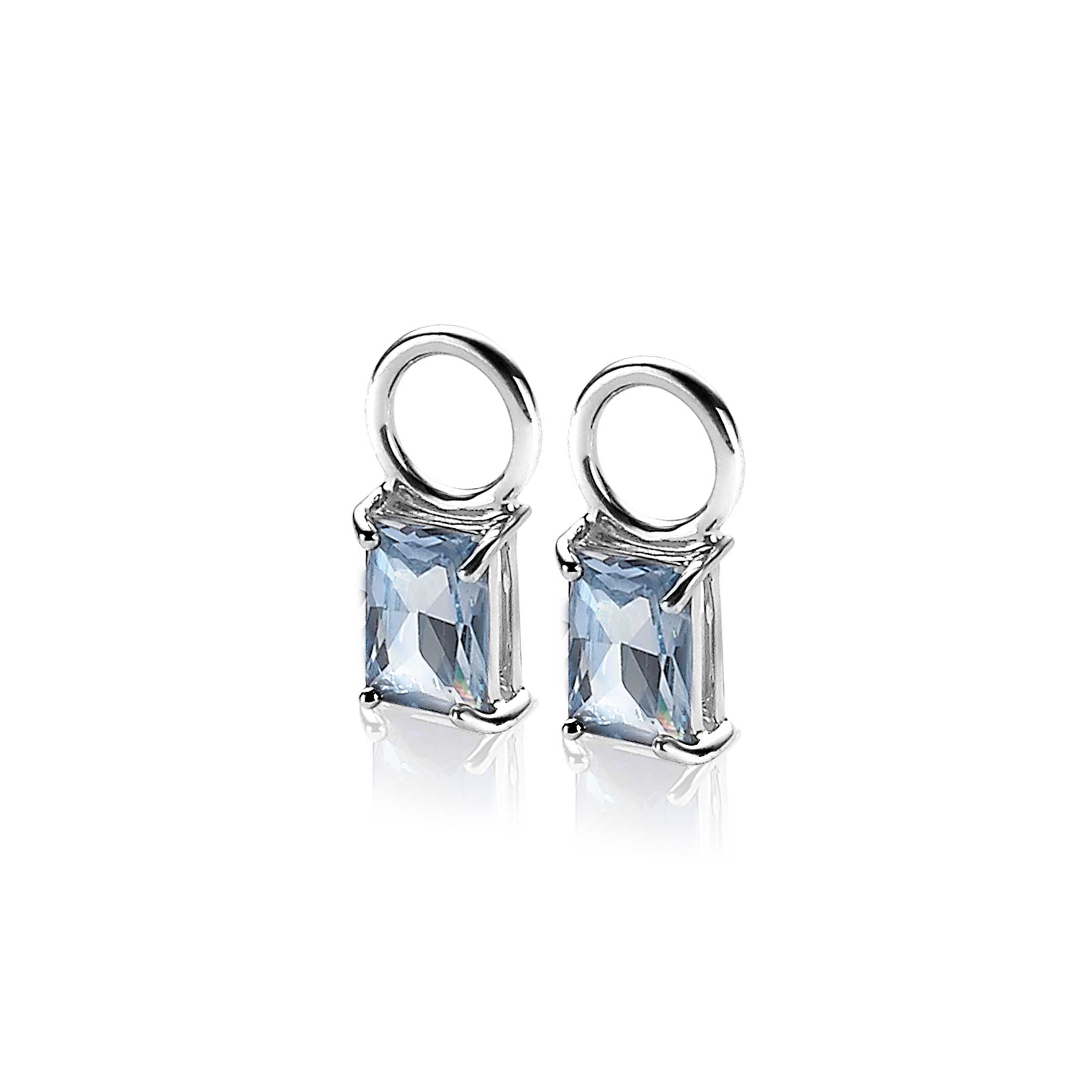 ZINZI silberne Ohrhänger 12mm Rechteck blau ZICH2021B