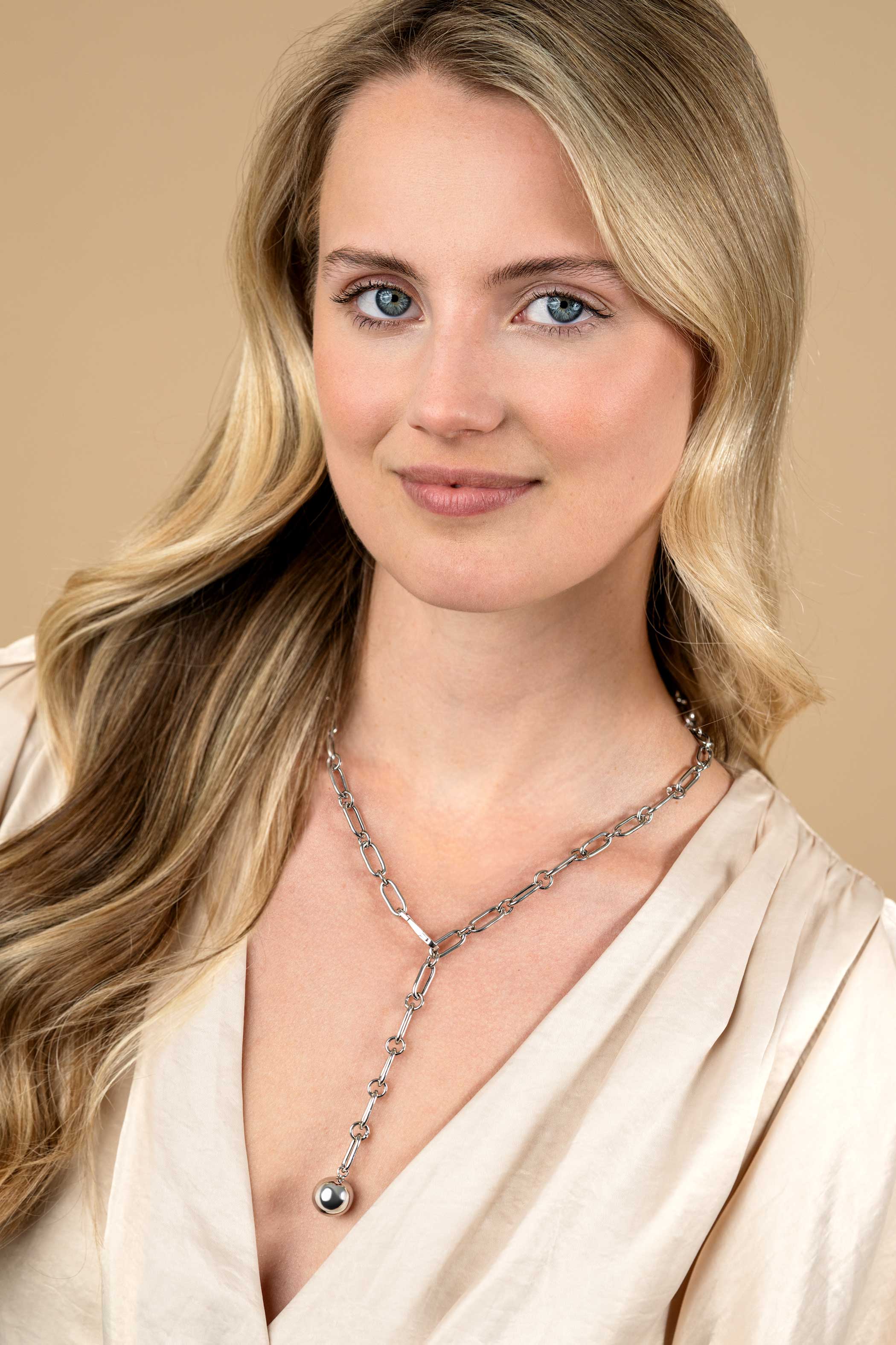 ZINZI zlv. Y-collier verstelbaar met zlv.bal 55cm