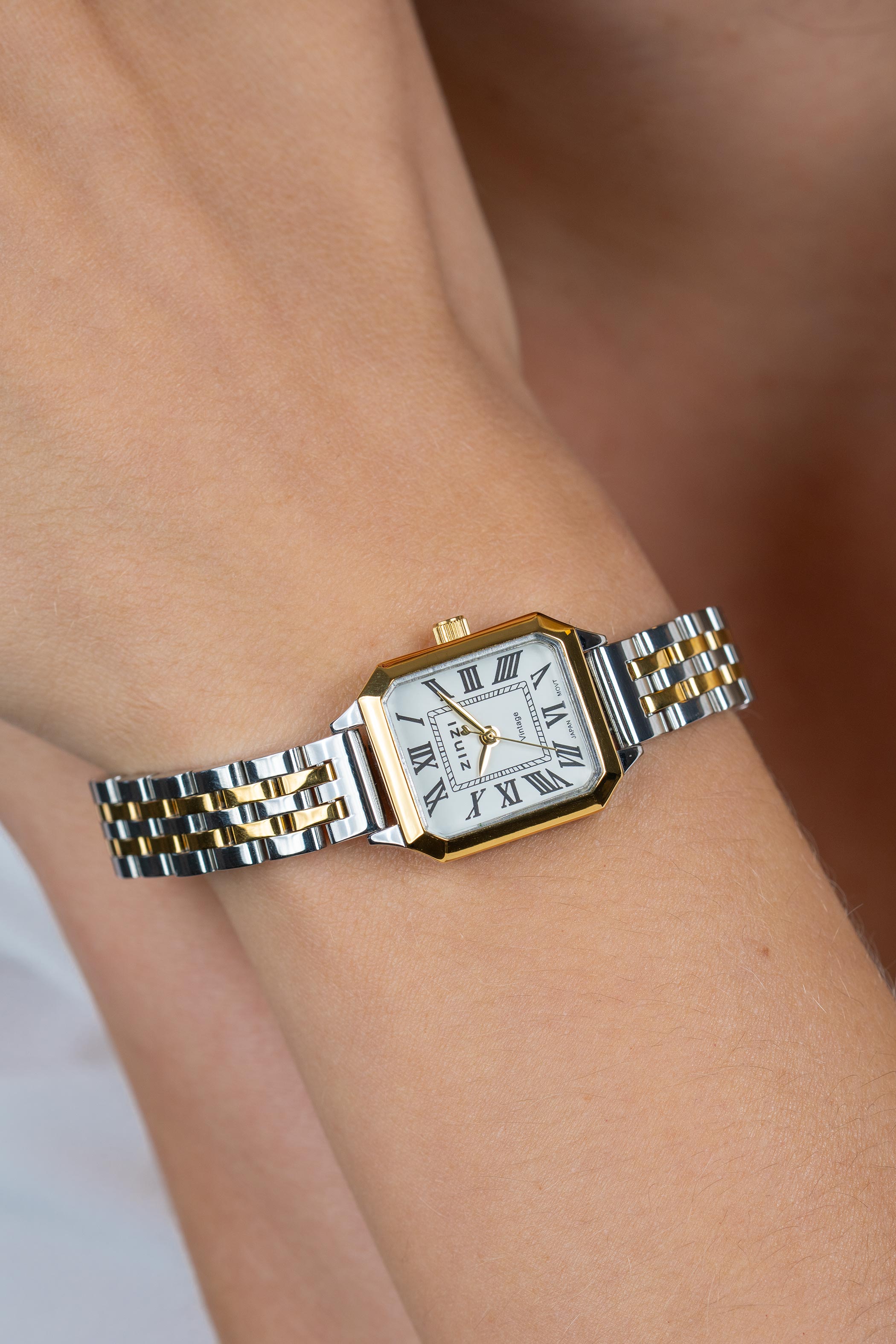 Zinzi Vintage horloge 24mm witte w.plaat bic. st.band