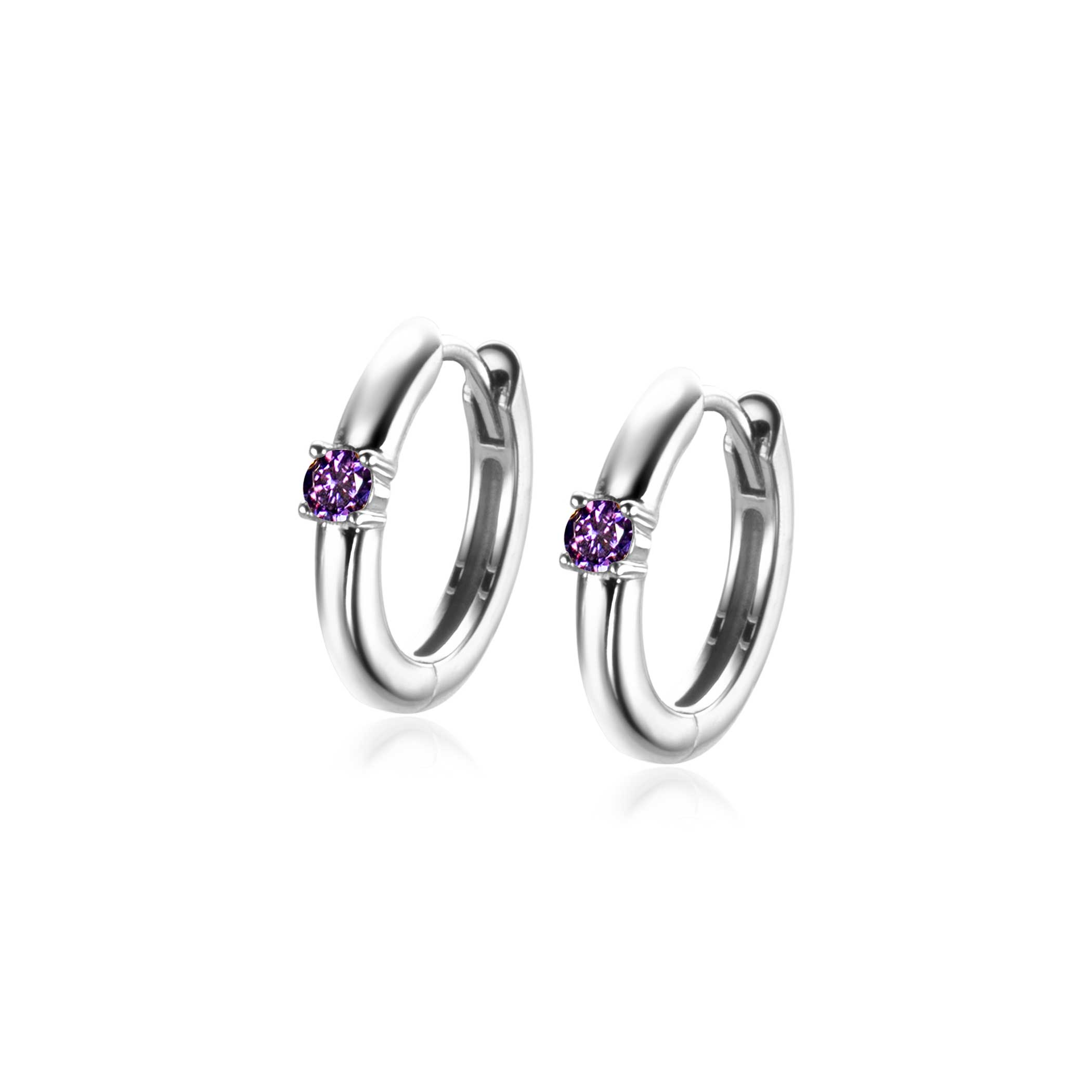 ZINZI zlv. oorringen birthstones amethist cz