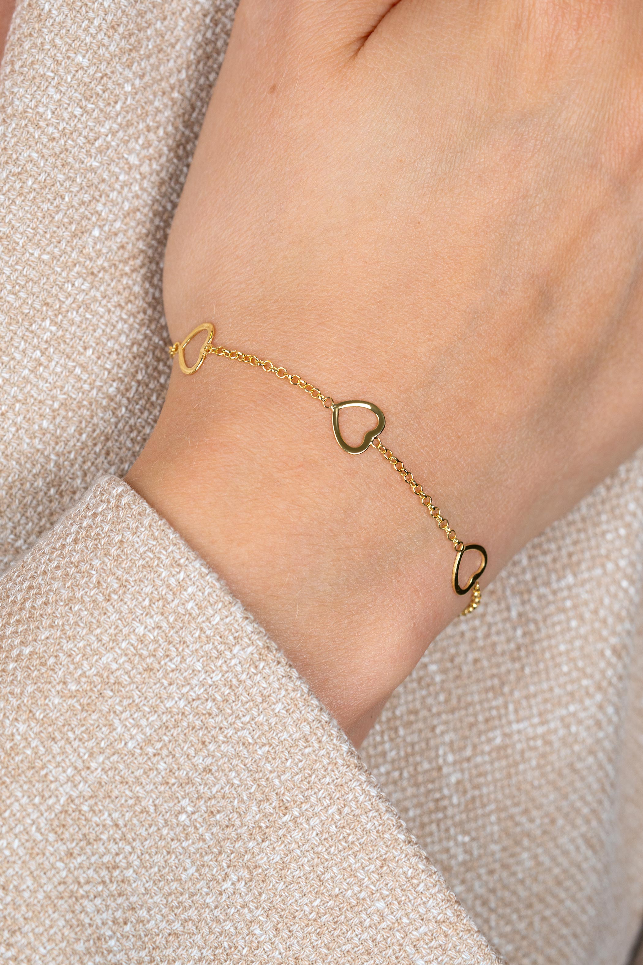 ZINZI silbernes Armband gelb vergoldet Herz 17-20cm ZIA1188G