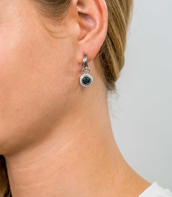 ZINZI silberne Ohrhänger rund schwarz 11mm ZICH1244Z