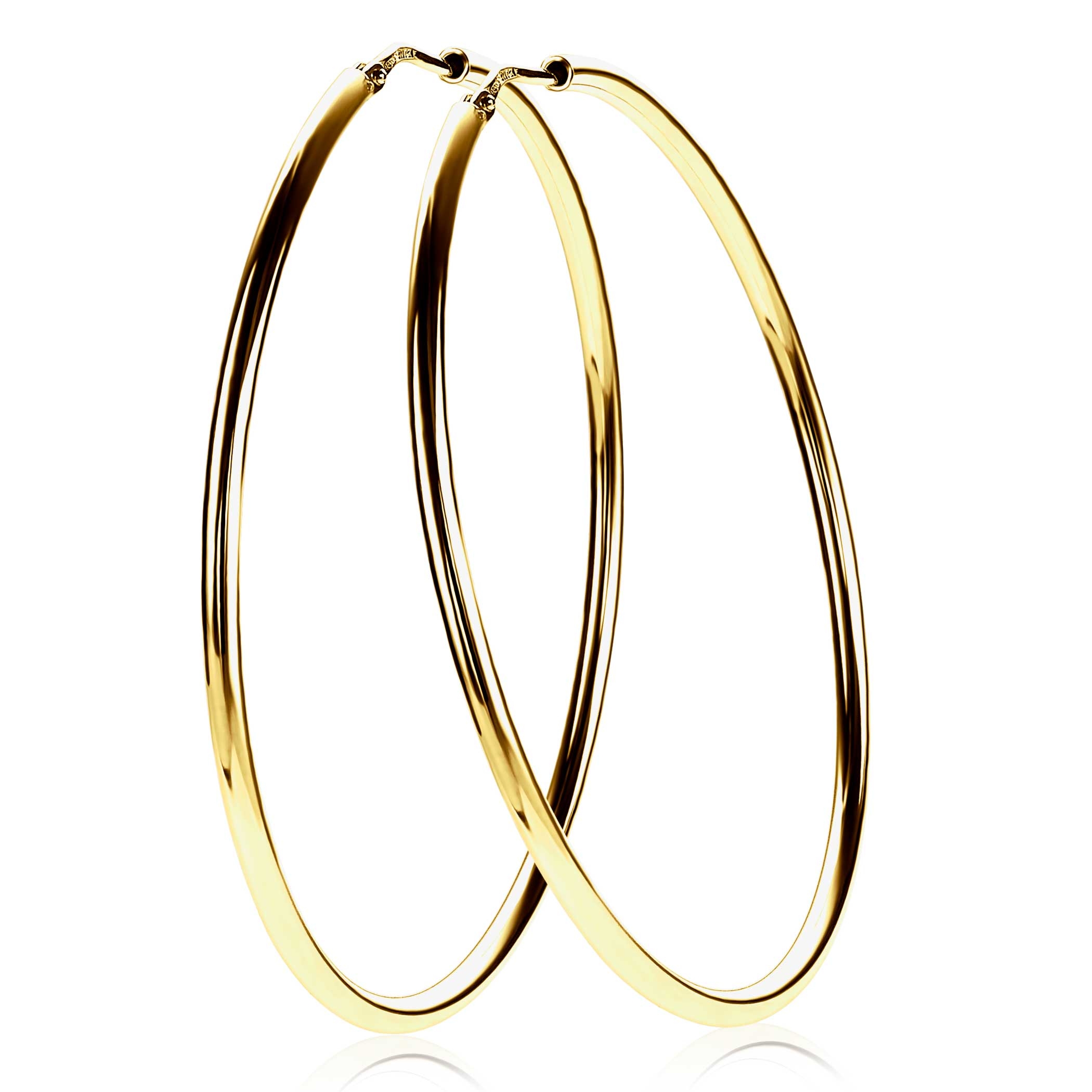 ZINZI silberne Kreolen 55 x 2mm glatt gelbvergoldet ZIO437G