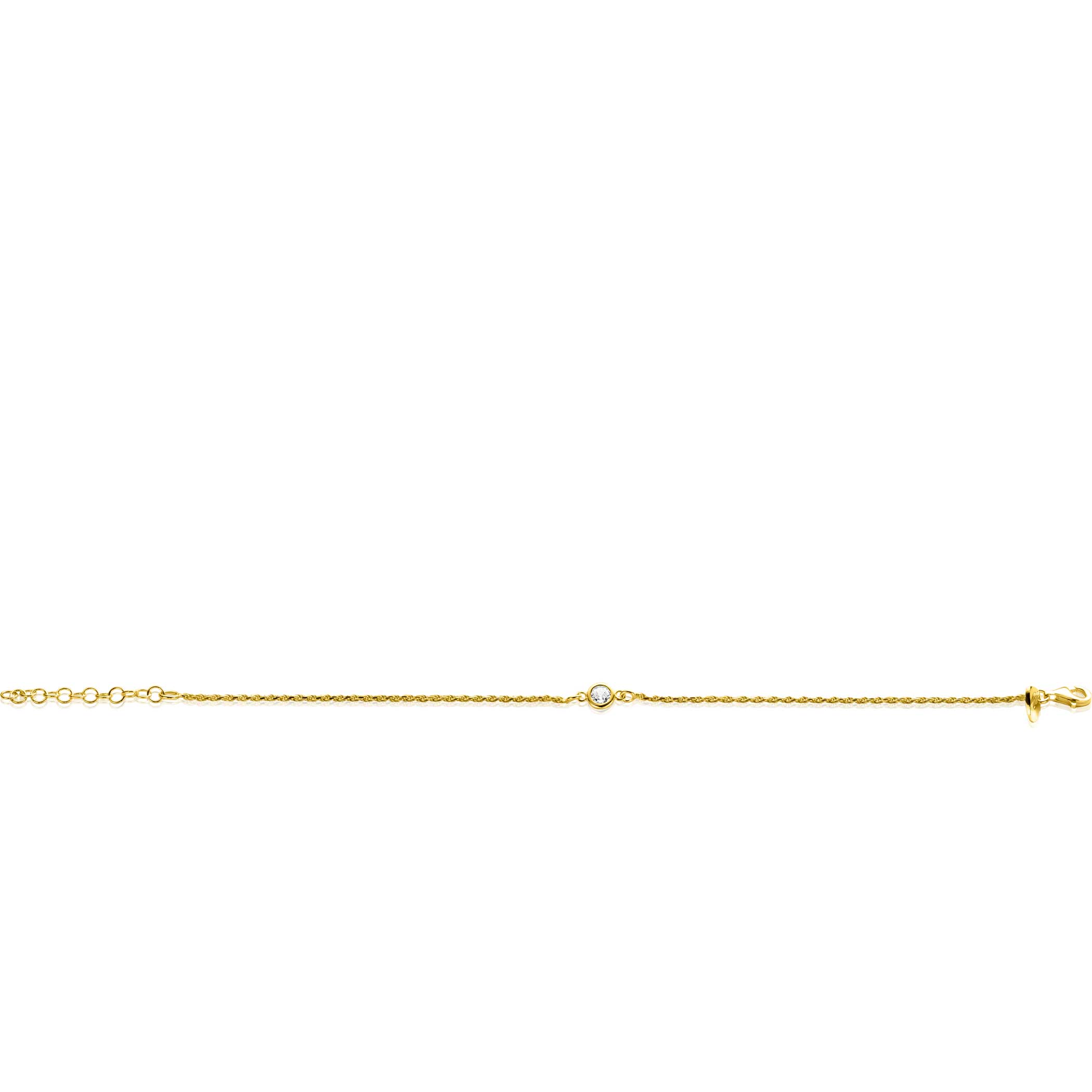 ZINZI zlv. armband gg.verg. koord met zirconia