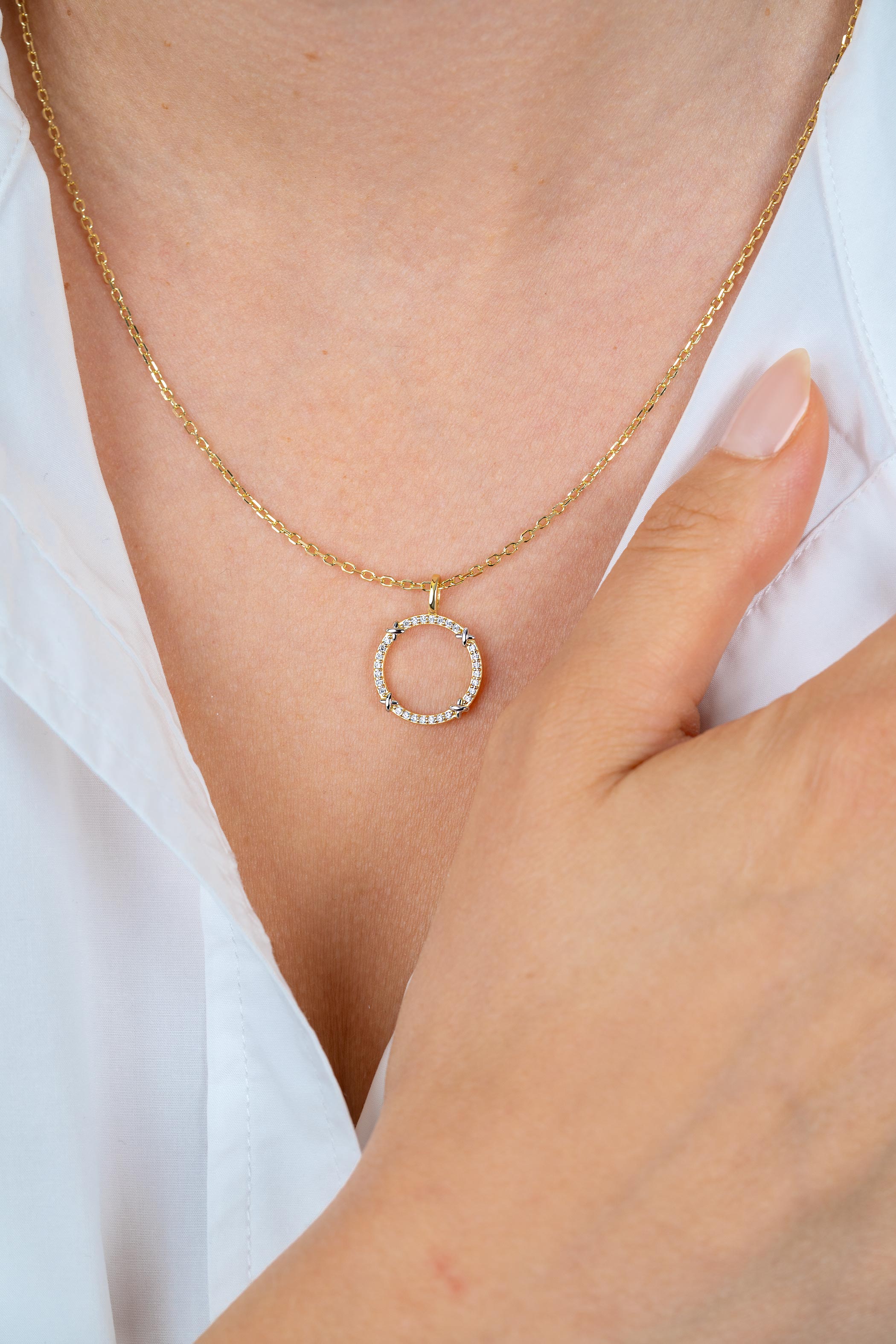 ZINZI zlv. collier gg.verg. hanger bic.met Xjes/zirc.