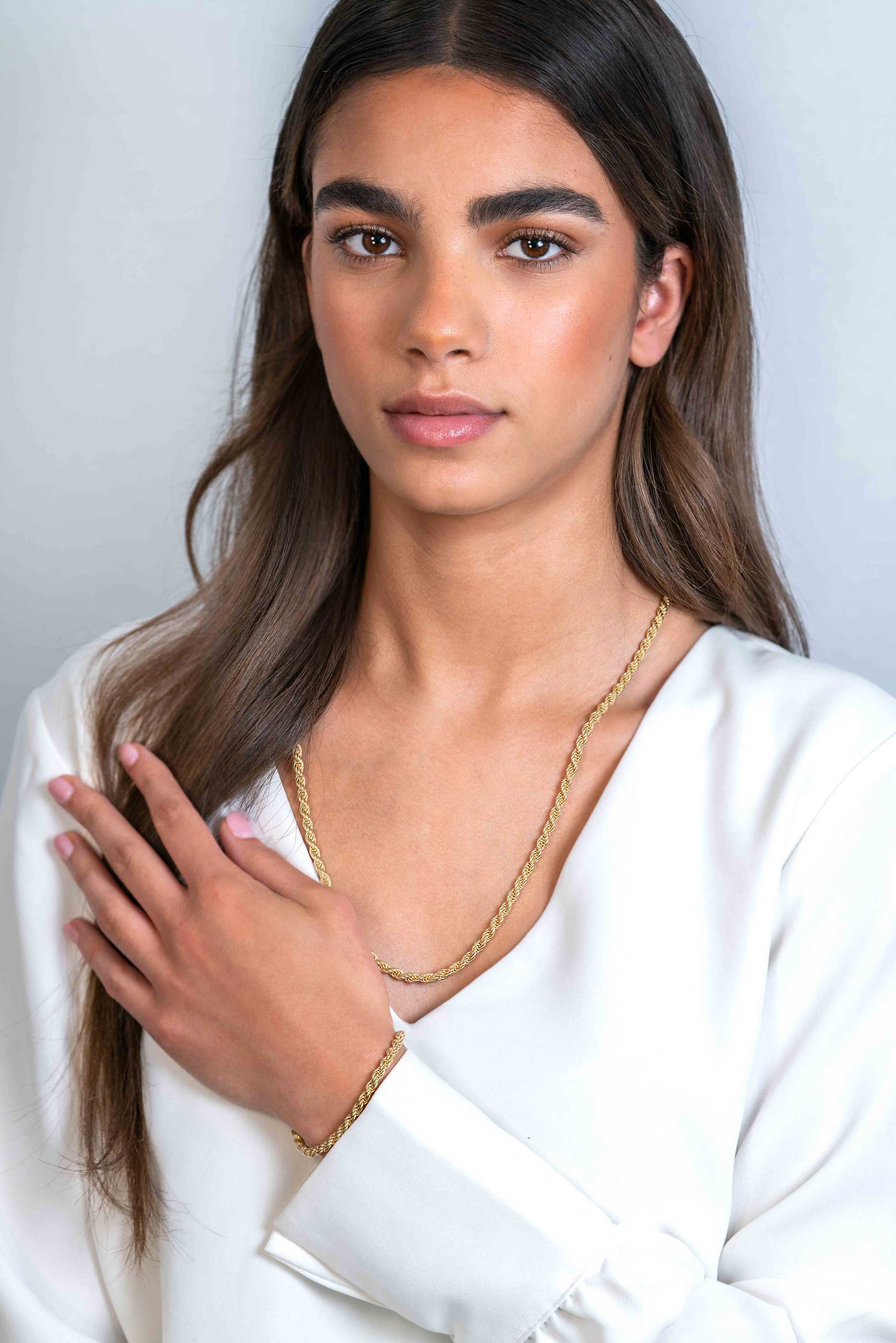 ZINZI zlv. armband geel verguld koord 4mm