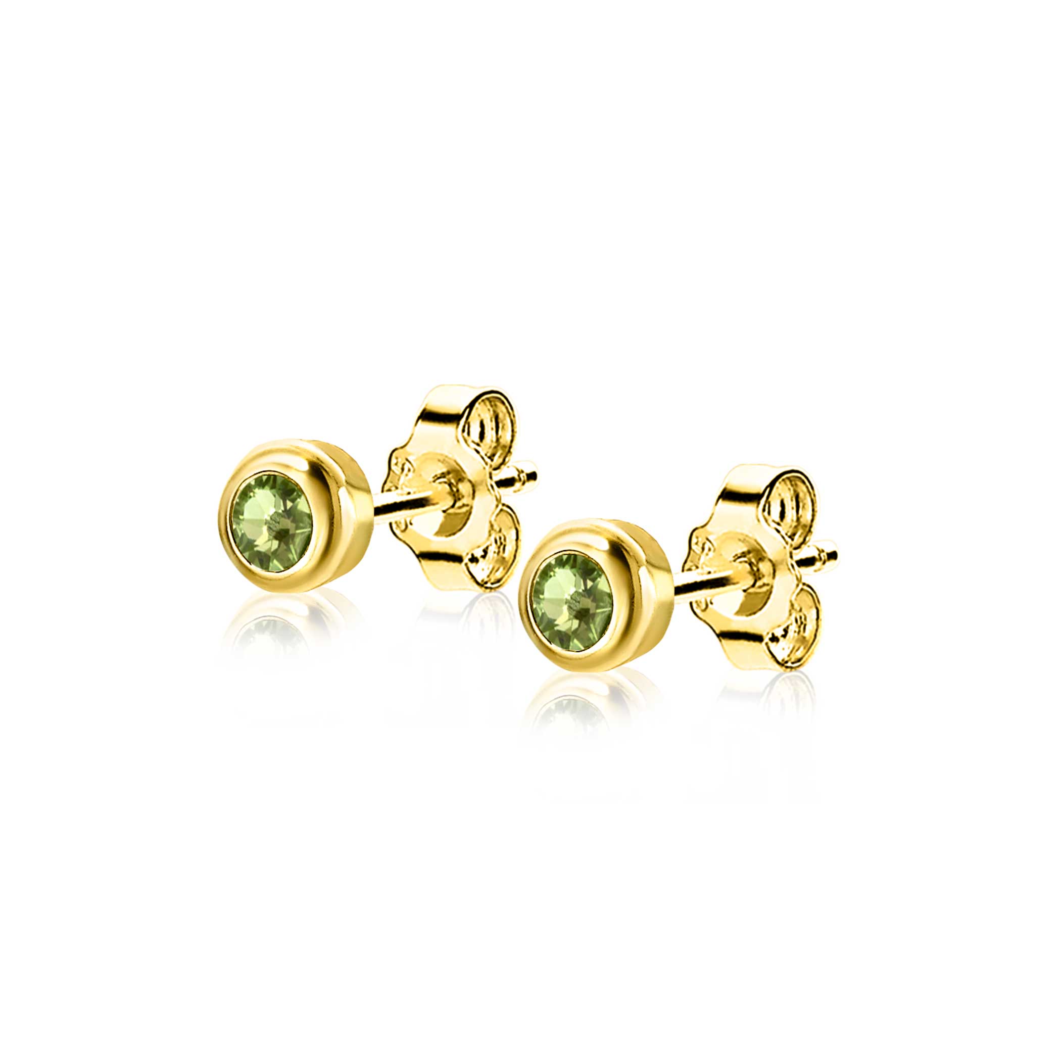 ZINZI zlv.oorknopjes gg.verg.birthstones peridoot cz