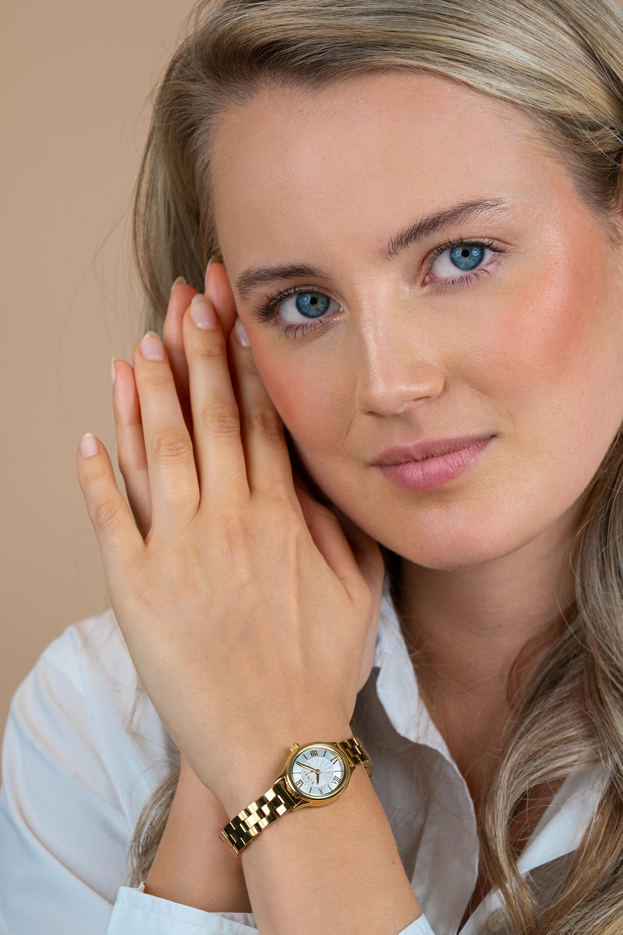 Zinzi Ovale horloge 26mm zilverkl.w.plaat, goudkl.band