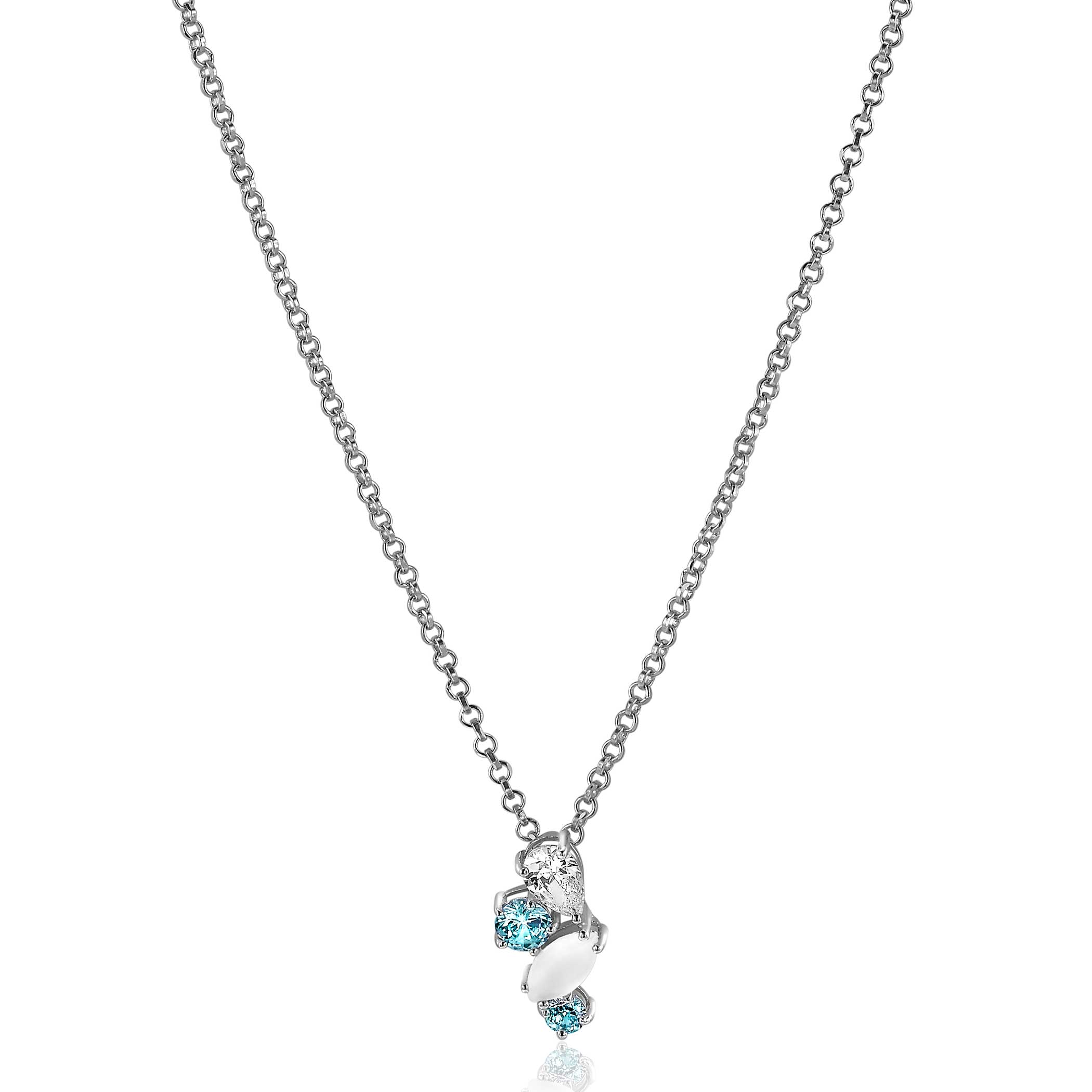 ZINZI silberner Anhänger 15mm spielerische Formen hellblau und weißer Zirkonia ZIH2189