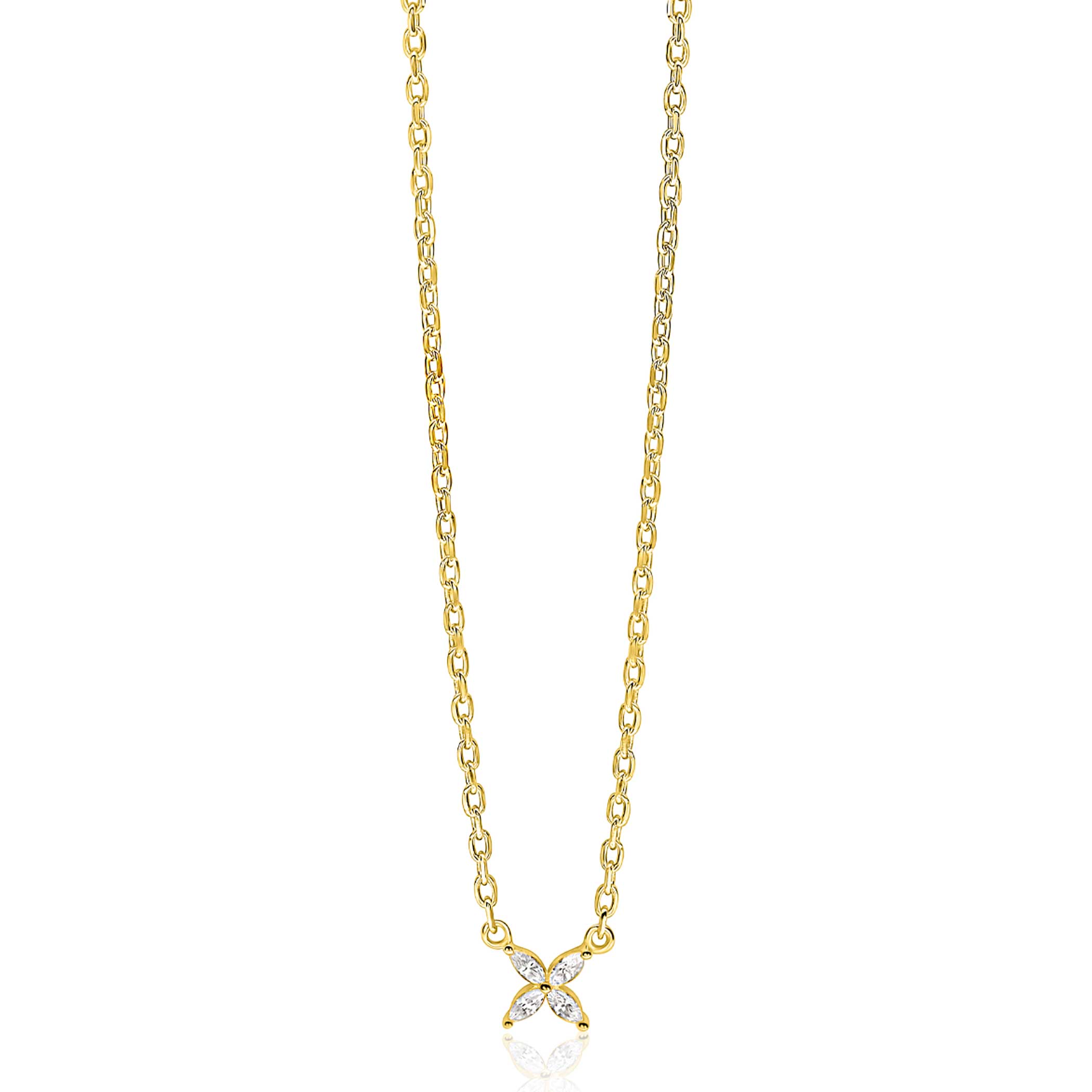 ZINZI zlv. collier gg.verg.bloemvorm van peer zric.