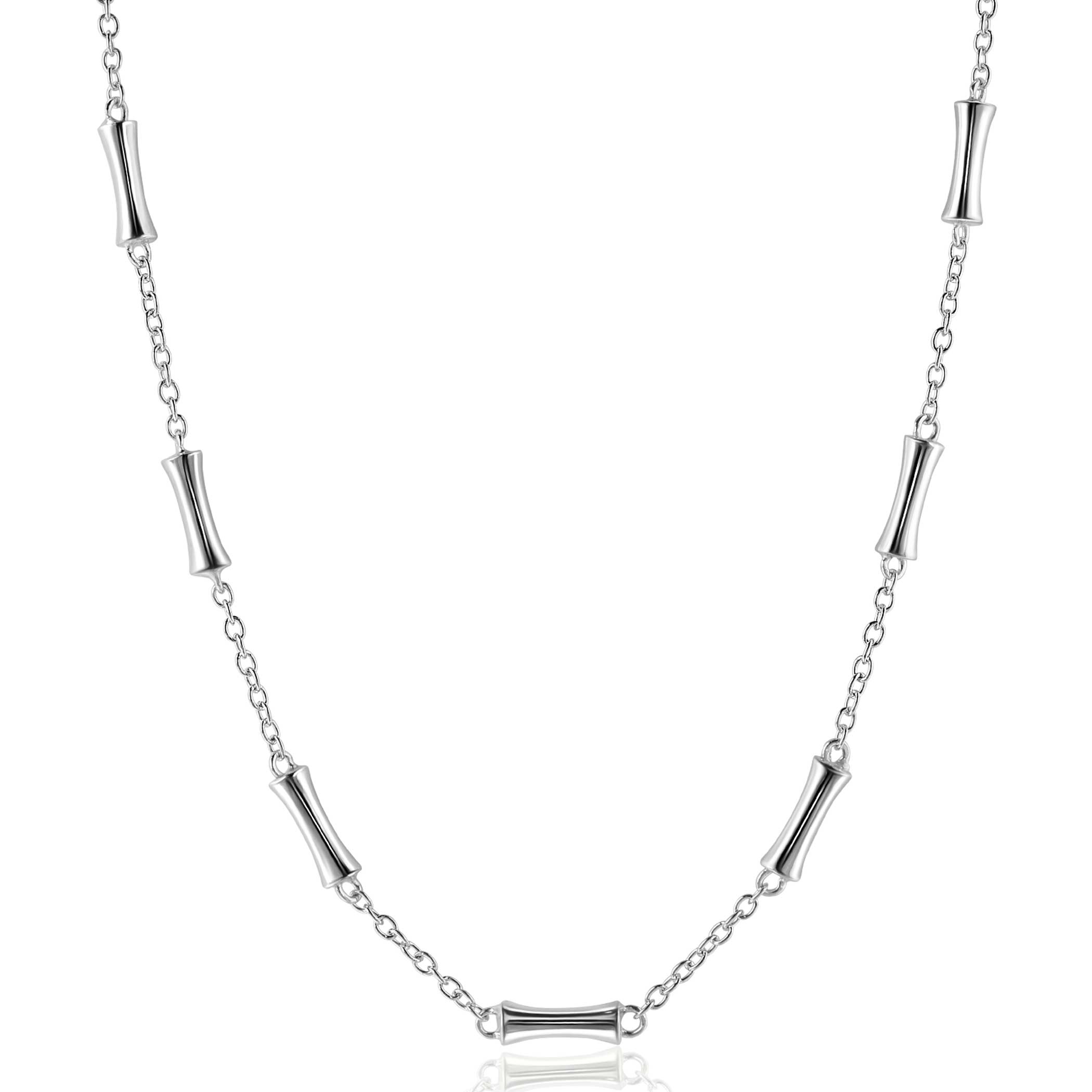 ZINZI zlv. collier met staafjes in organische vorm