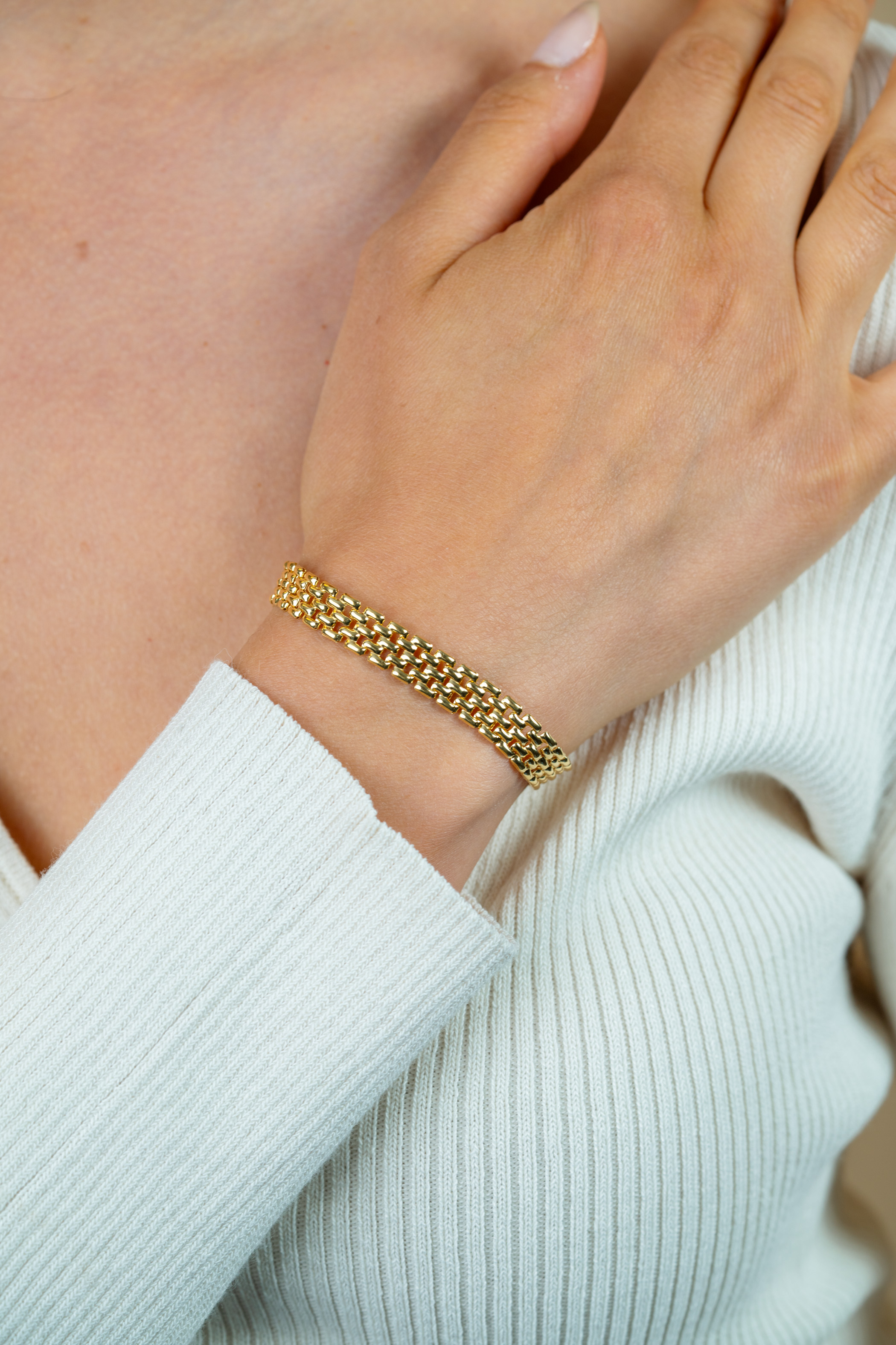 ZINZI zlv. rolex-style armband geel verguld 8mm