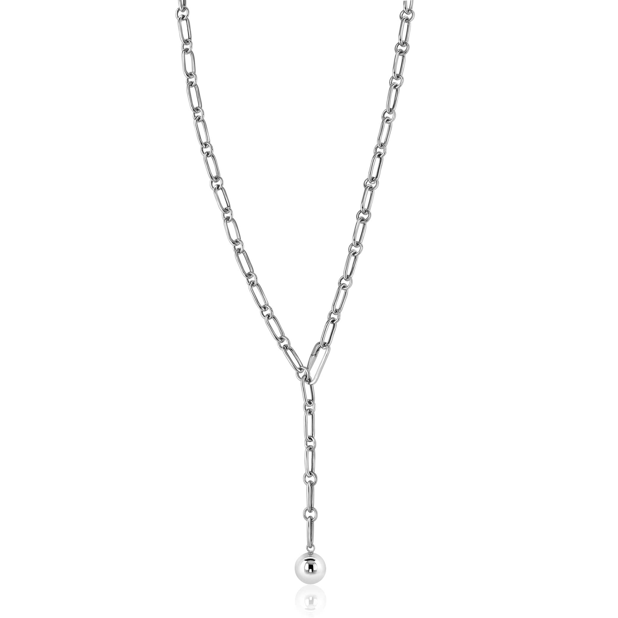 ZINZI zlv. Y-collier verstelbaar met zlv.bal 55cm