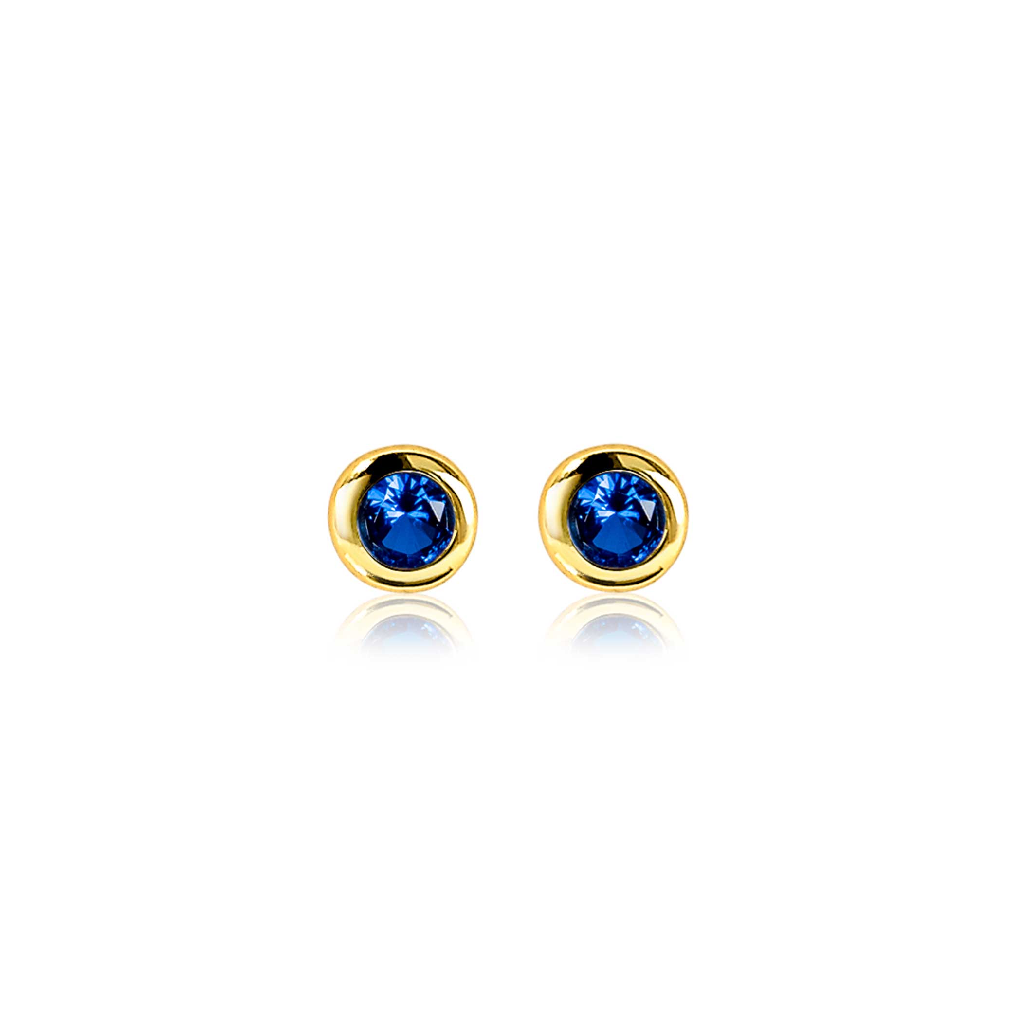 ZINZI zlv. oorknopjes gg.verg.birthstones saffier cz