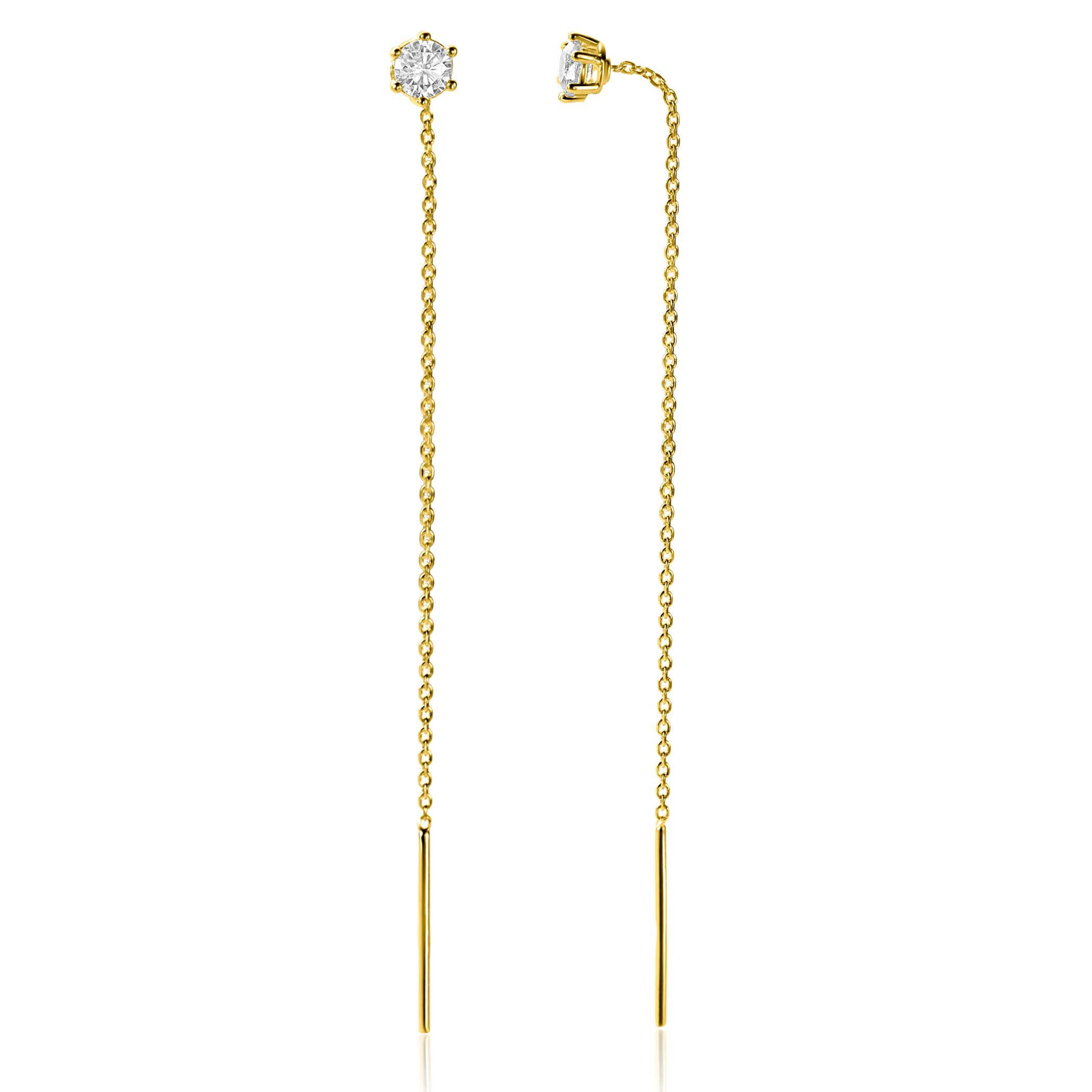ZINZI zlv. doortrek oorsieraden gg.verg. met zirconia