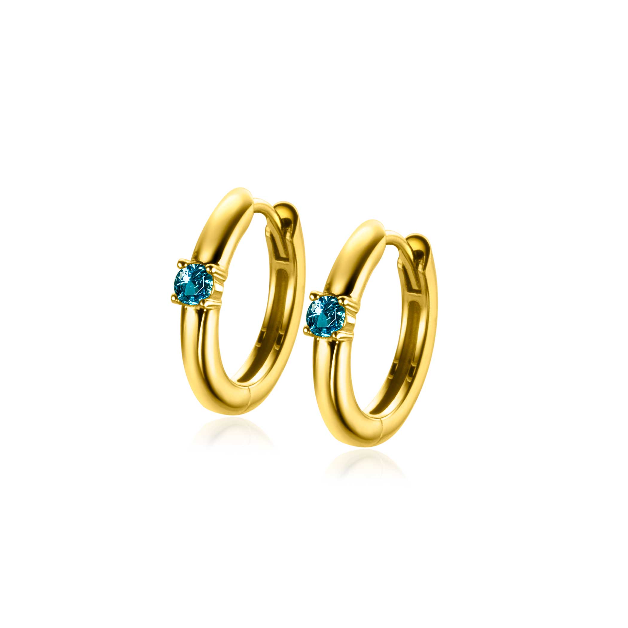 ZINZI zlv. oorring. gg.verg birthstones aquamarijn cz