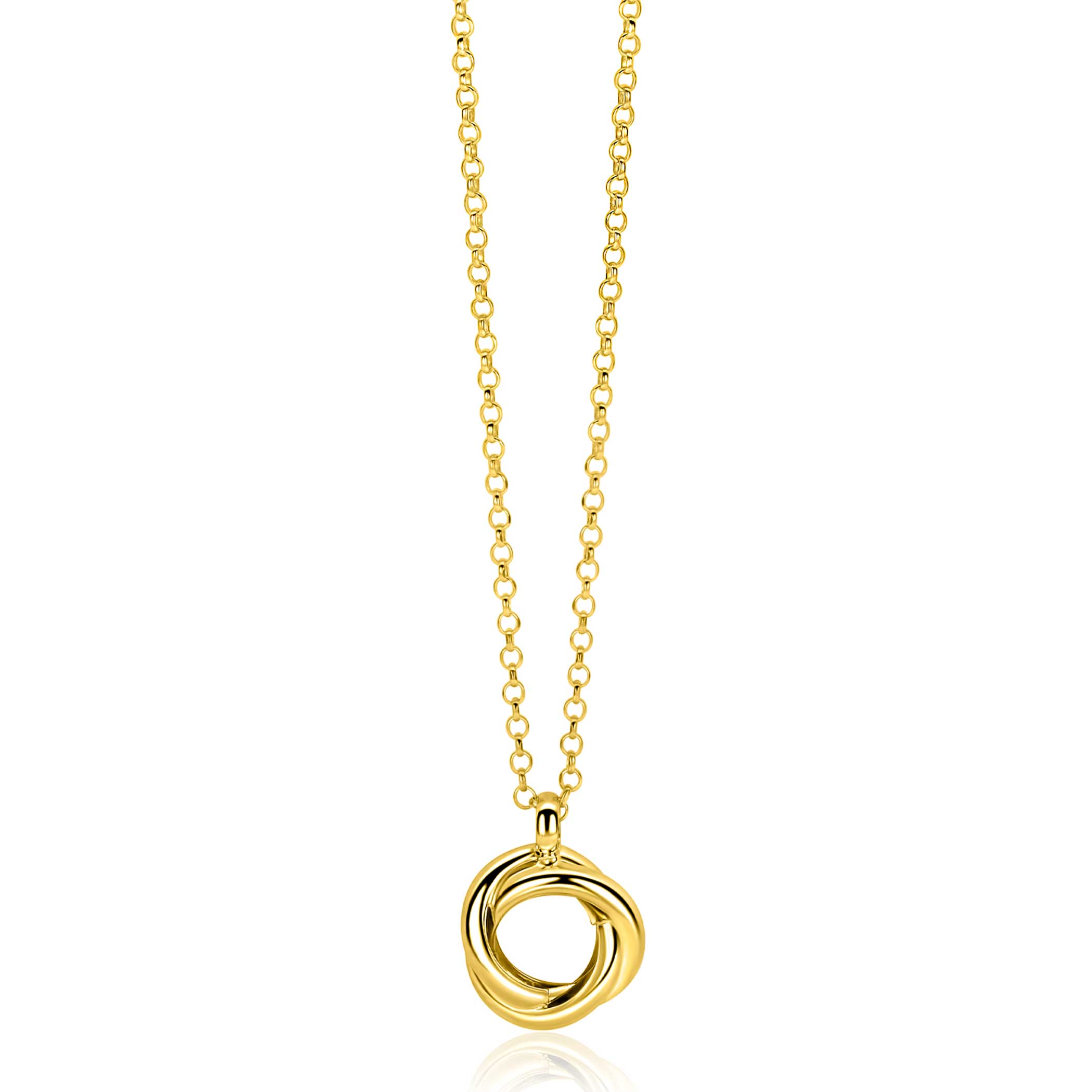 ZINZI zlv. gg.verg.collier hanger 3 ringen in elkaar
