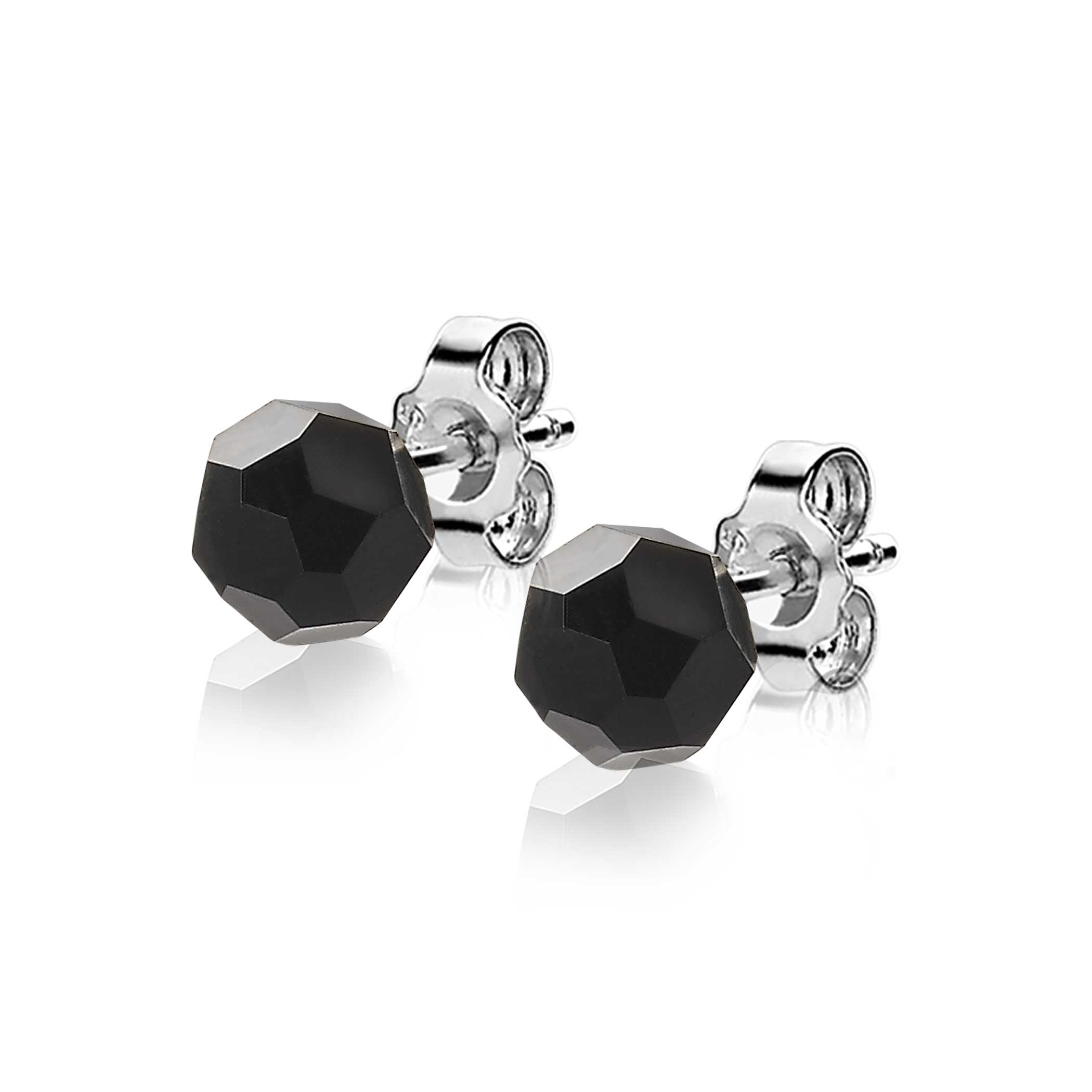 ZINZI silberne Ohrstecker 6mm schwarze Kugel ZIO1317Z