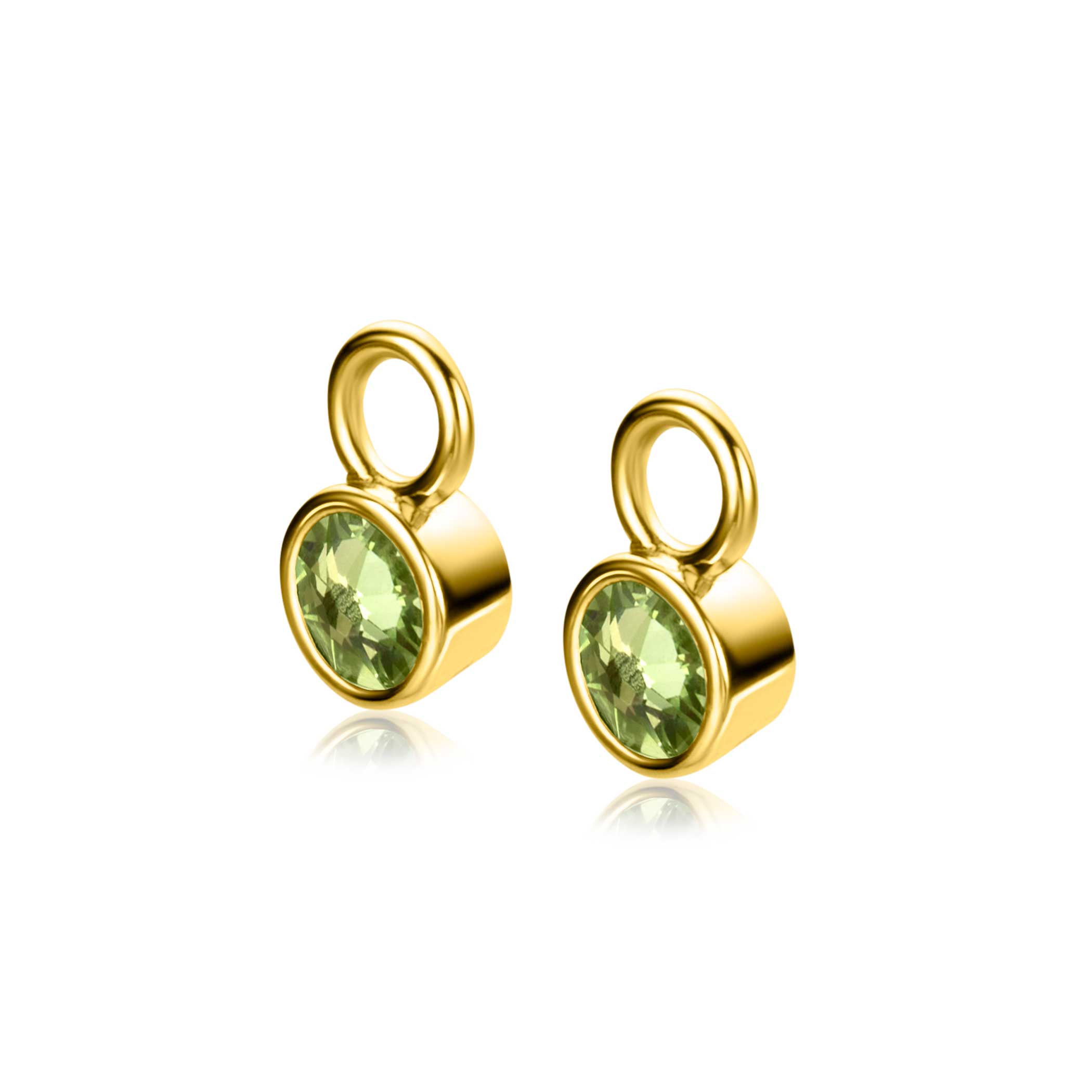 ZINZI zlv.oorbedels gg.verg. birthstones peridoot cz