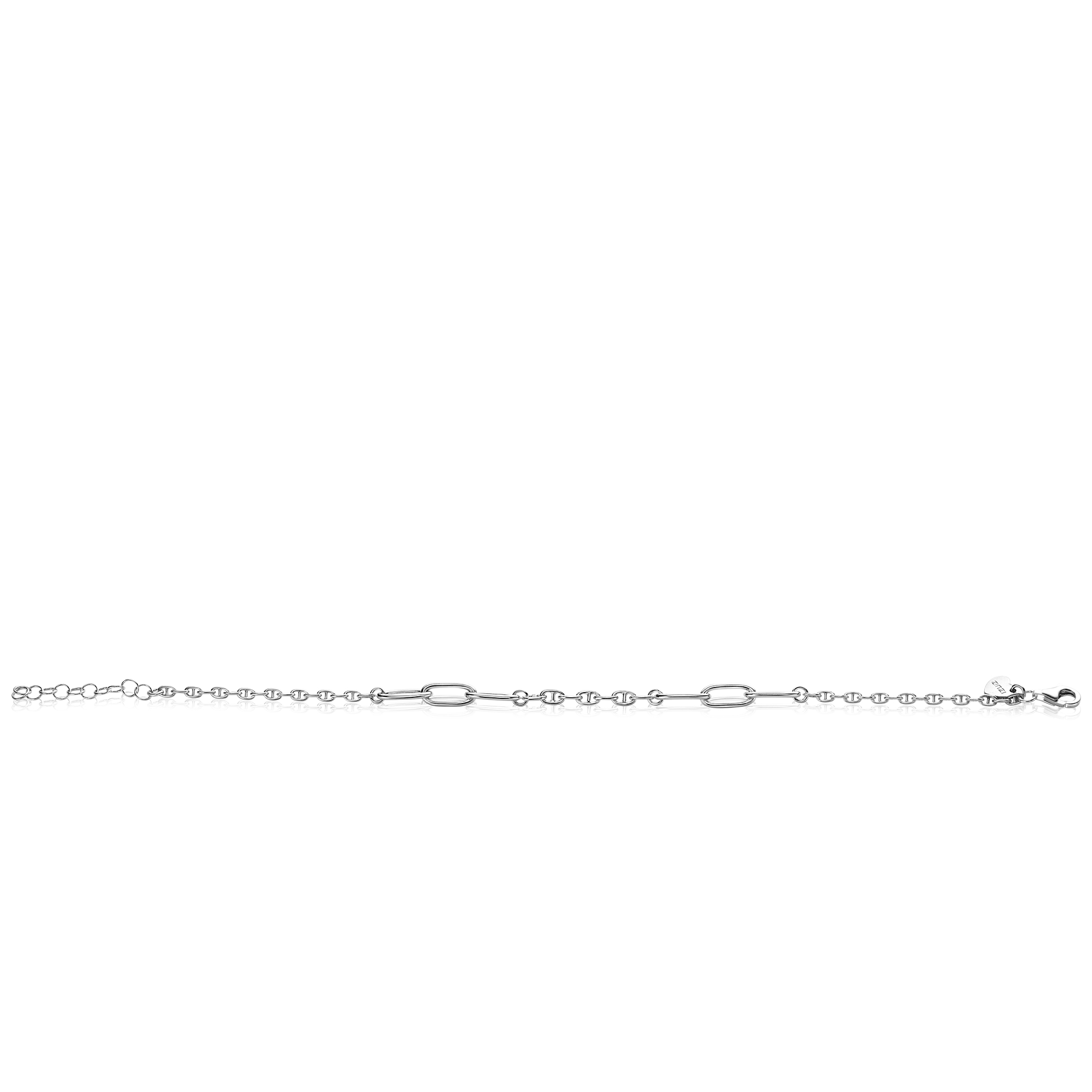 ZINZI zlv. armband fant. met paperclip ertussen