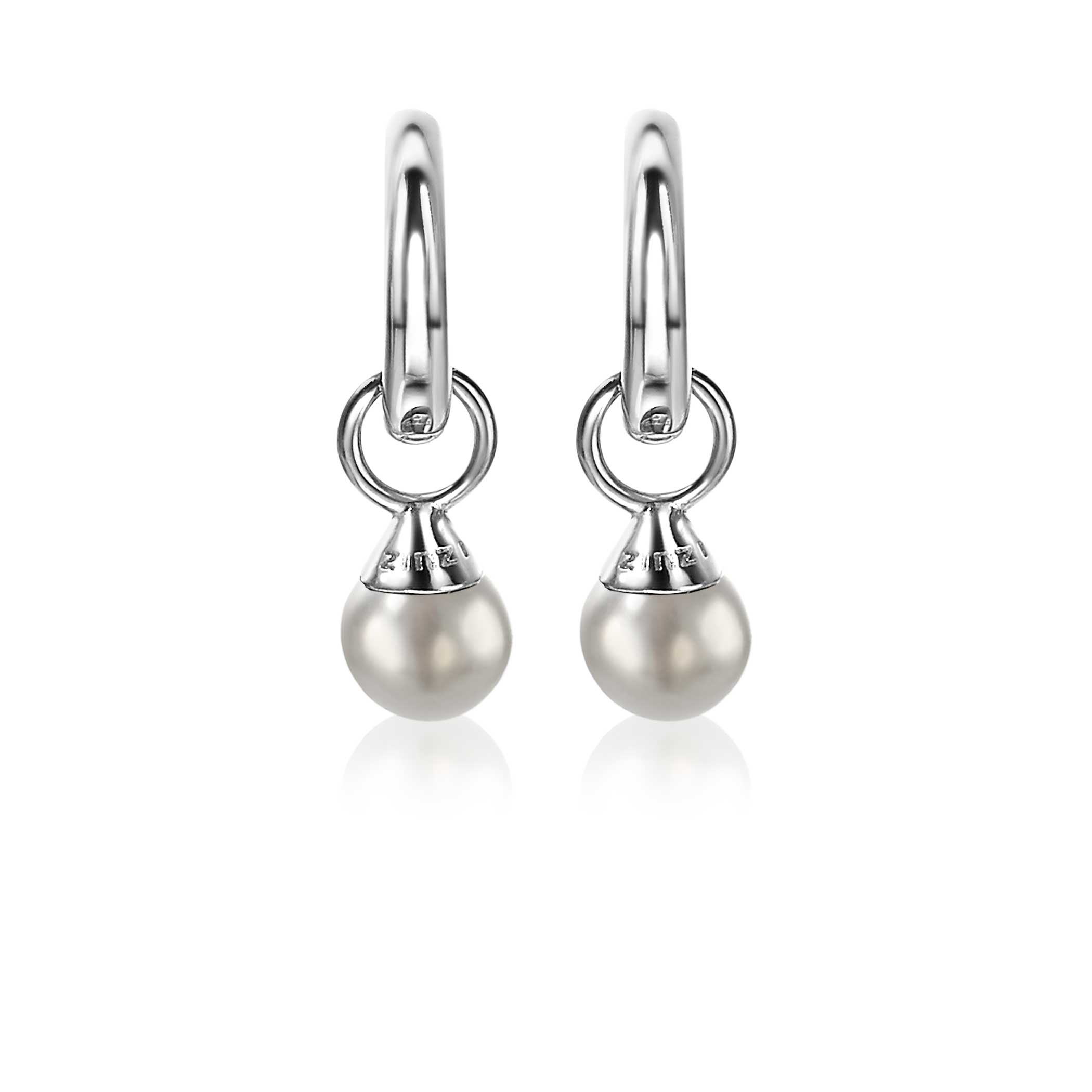 ZINZI silberne Ohrhänger Perlen hellgrau 6mm ZICH1749LG