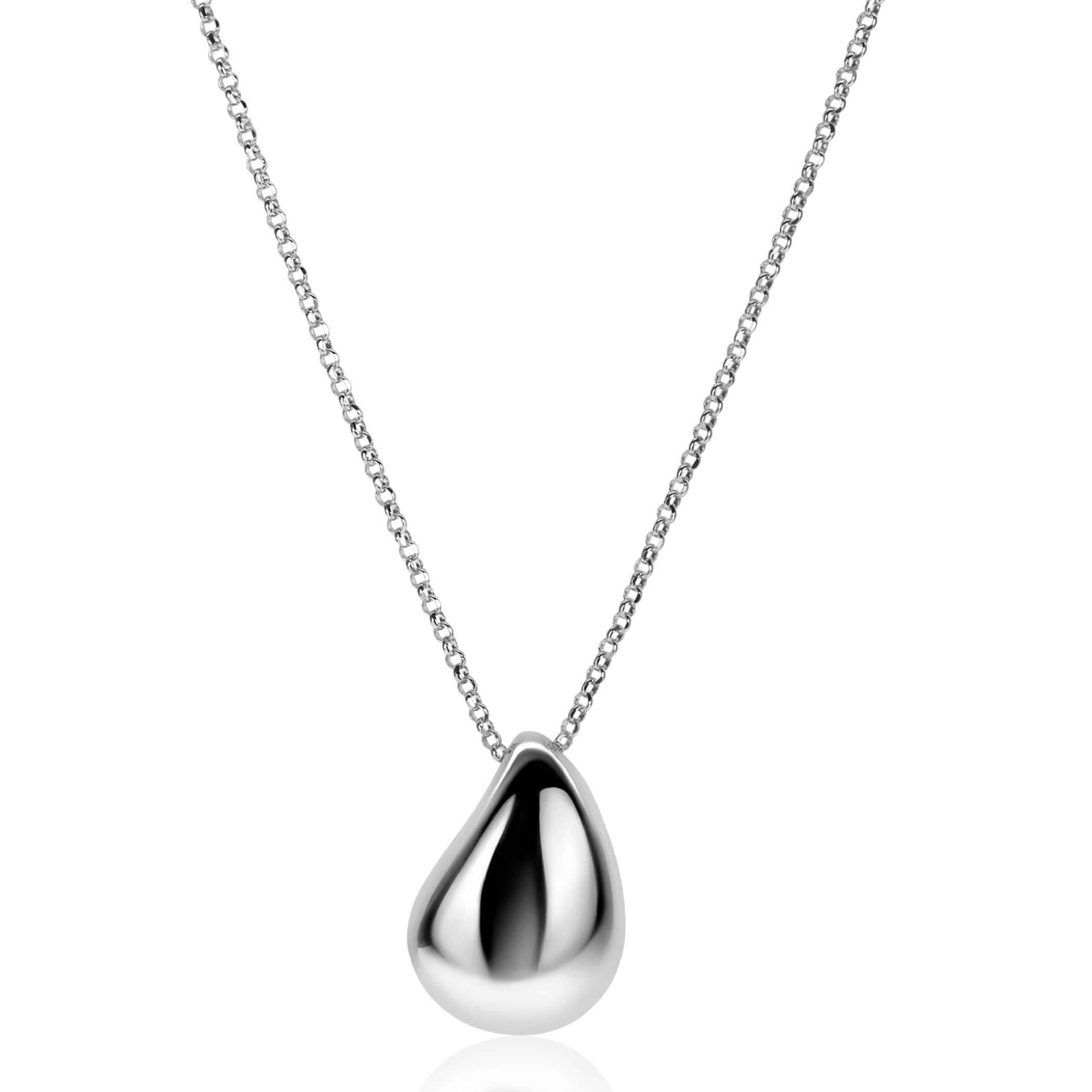 ZINZI Silber Jasseron-Kette 45 cm mit luxuriösem großen tropfenförmigen Anhänger (24 mm) ZIC2637
