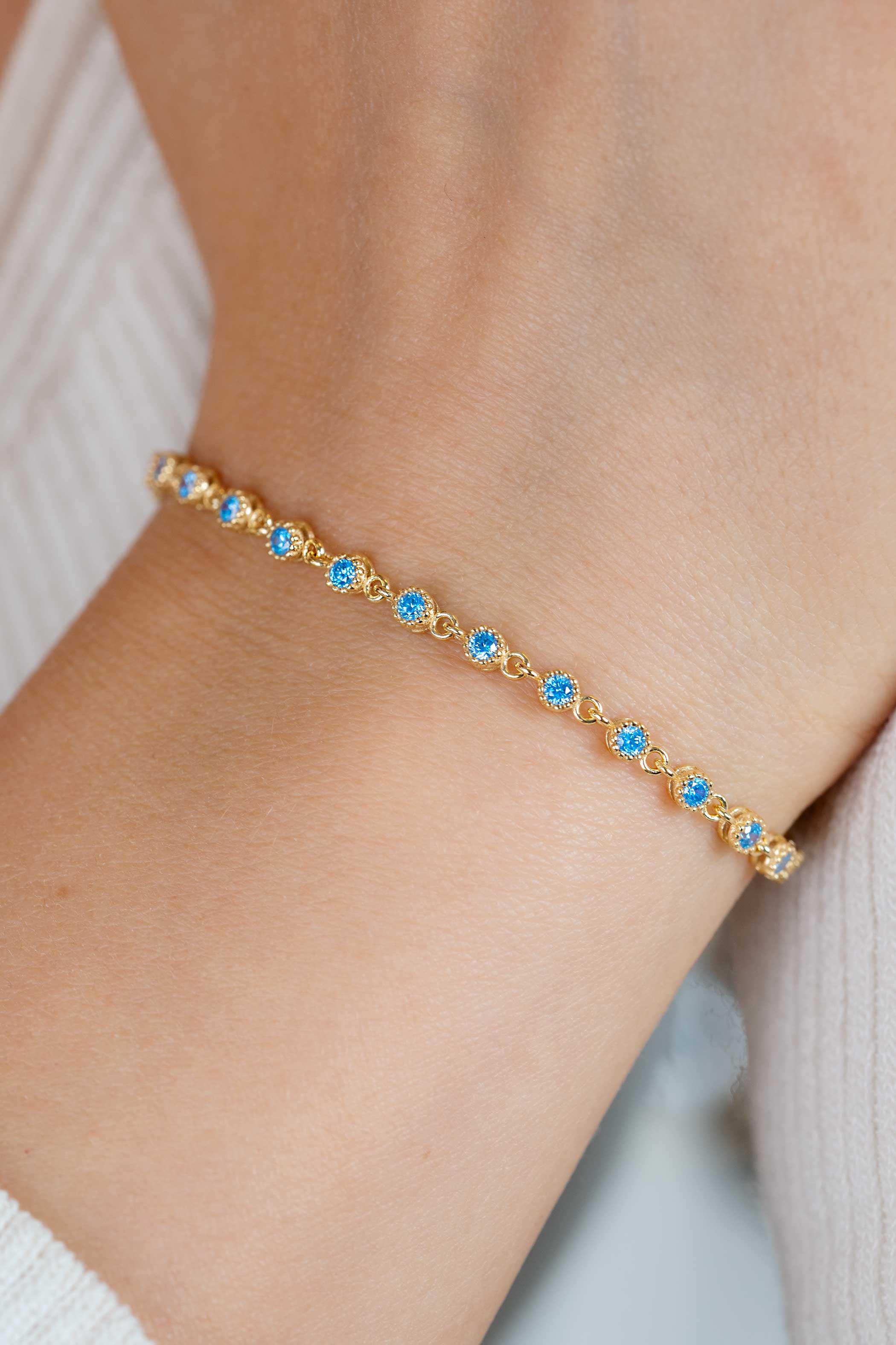 ZINZI zlv. armband gg.verg. fantasie blauwe zirc.