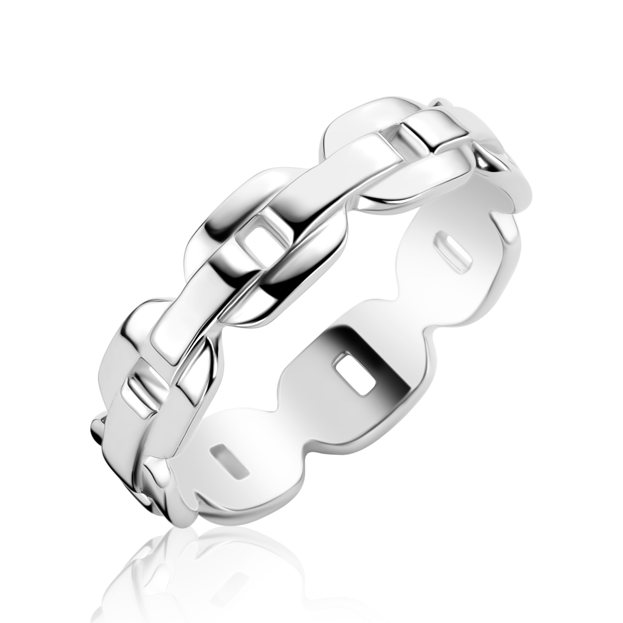 ZINZI zlv. ring open schakels 5mm breed mt.62