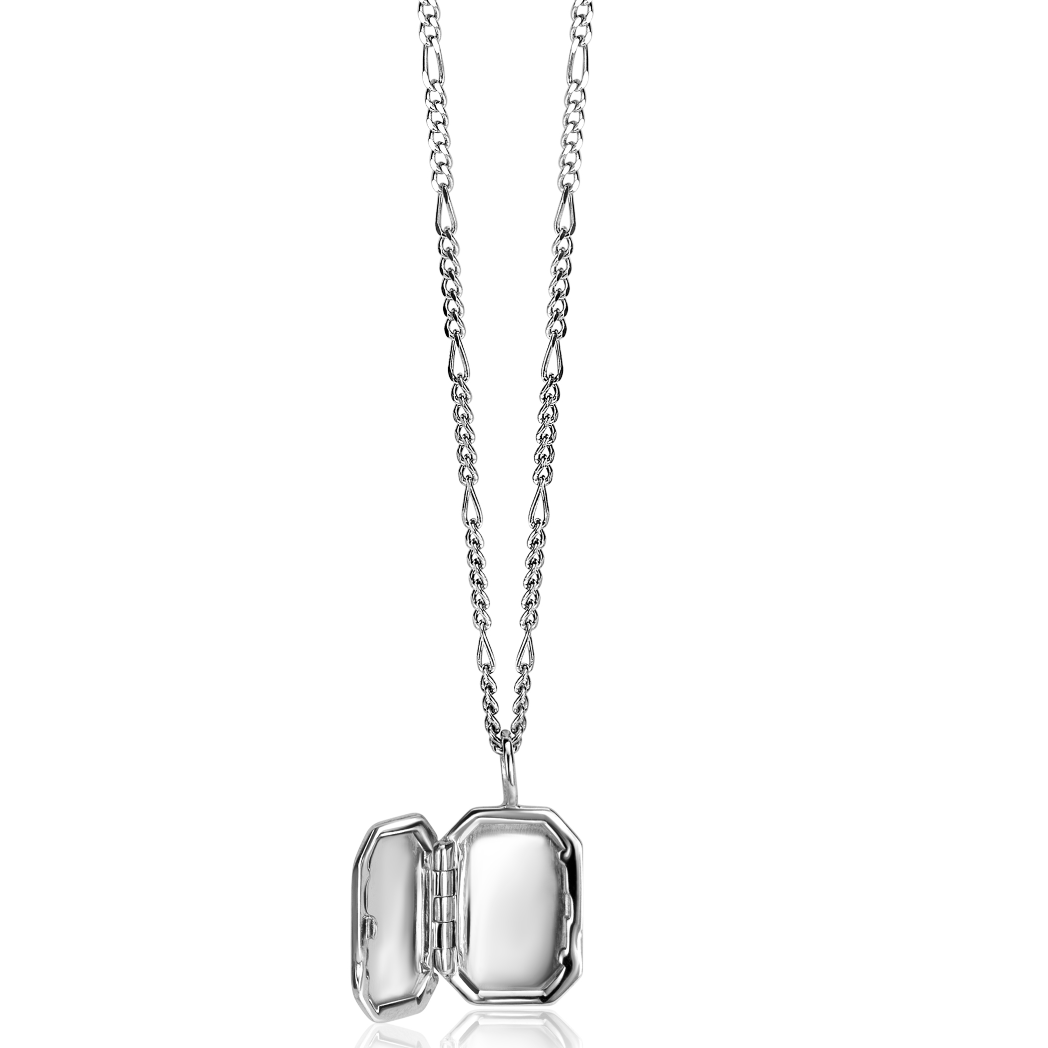 ZINZI zlv. hanger medaillon rechtoek zirconia 16mm