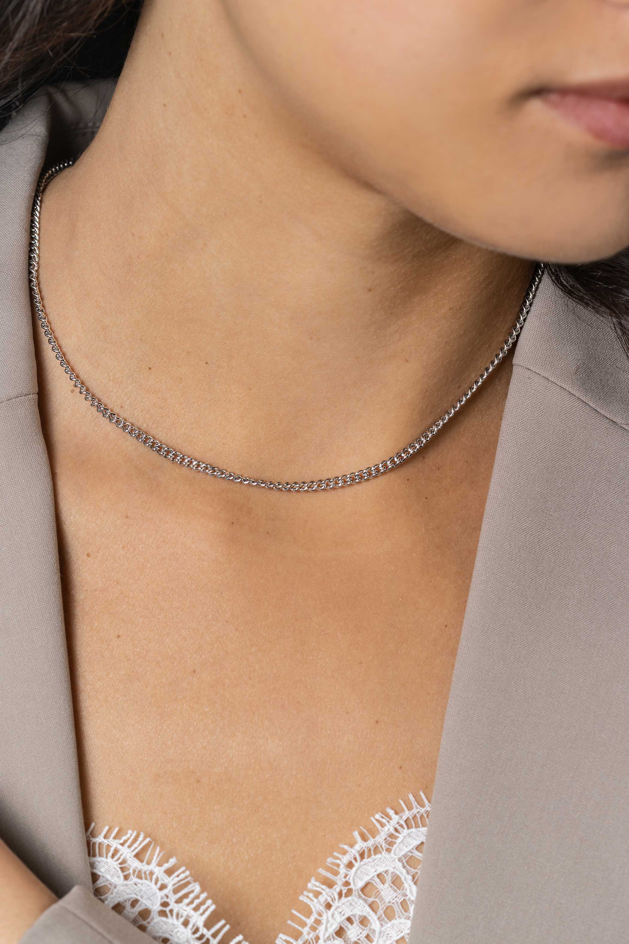 ZINZI zlv. collier gourmet met slot sluiting 45cm