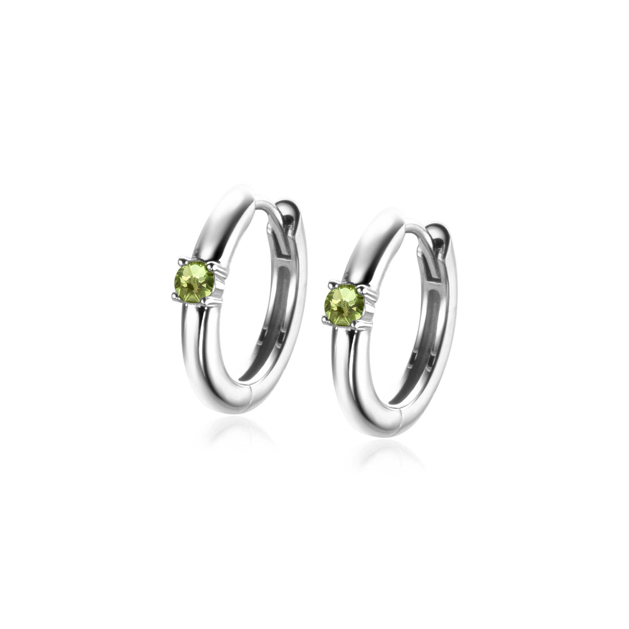 ZINZI zlv.oorringen birthstones peridoot cz