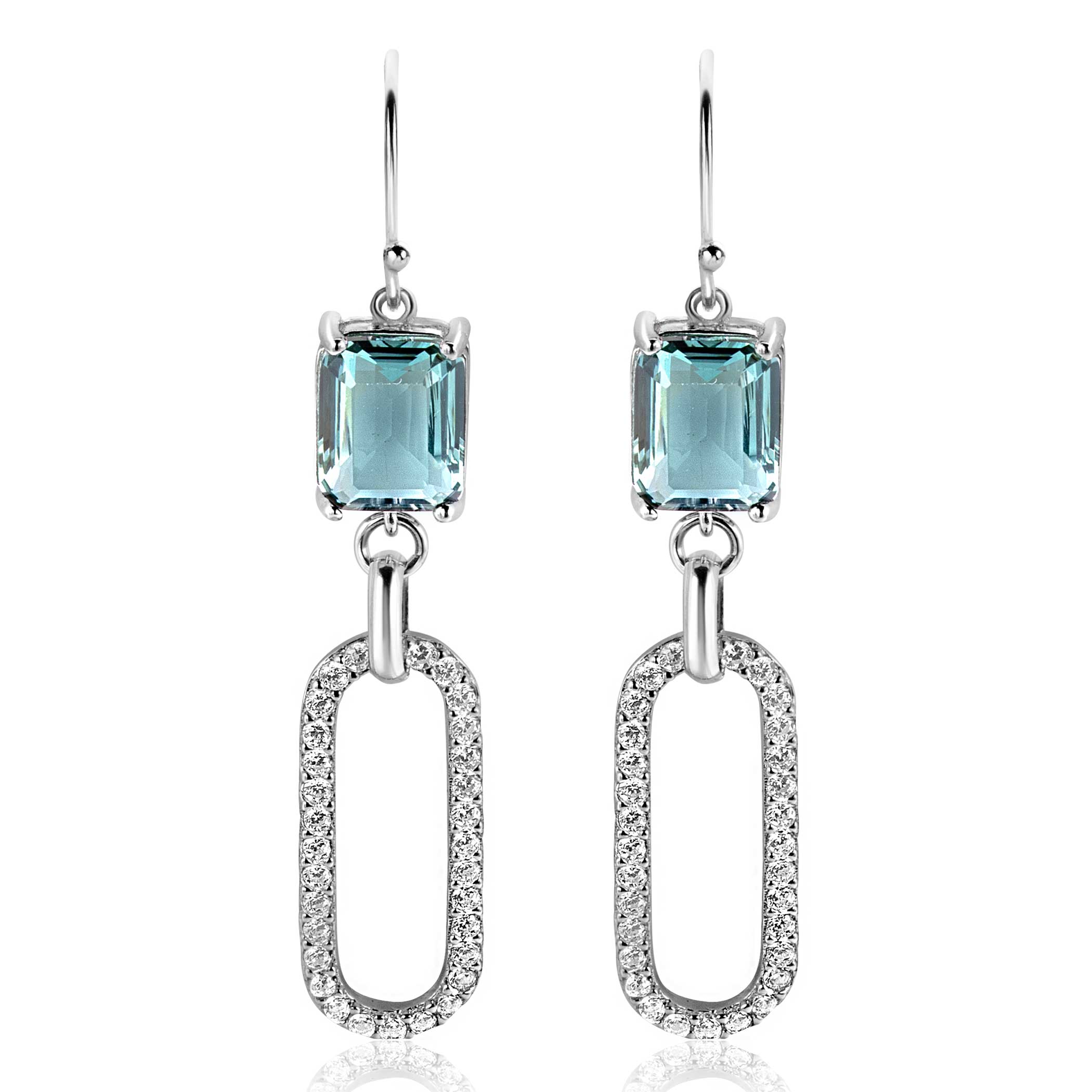 ZINZI zlv. oorhangers ovaal zirc. en petrol 58mm